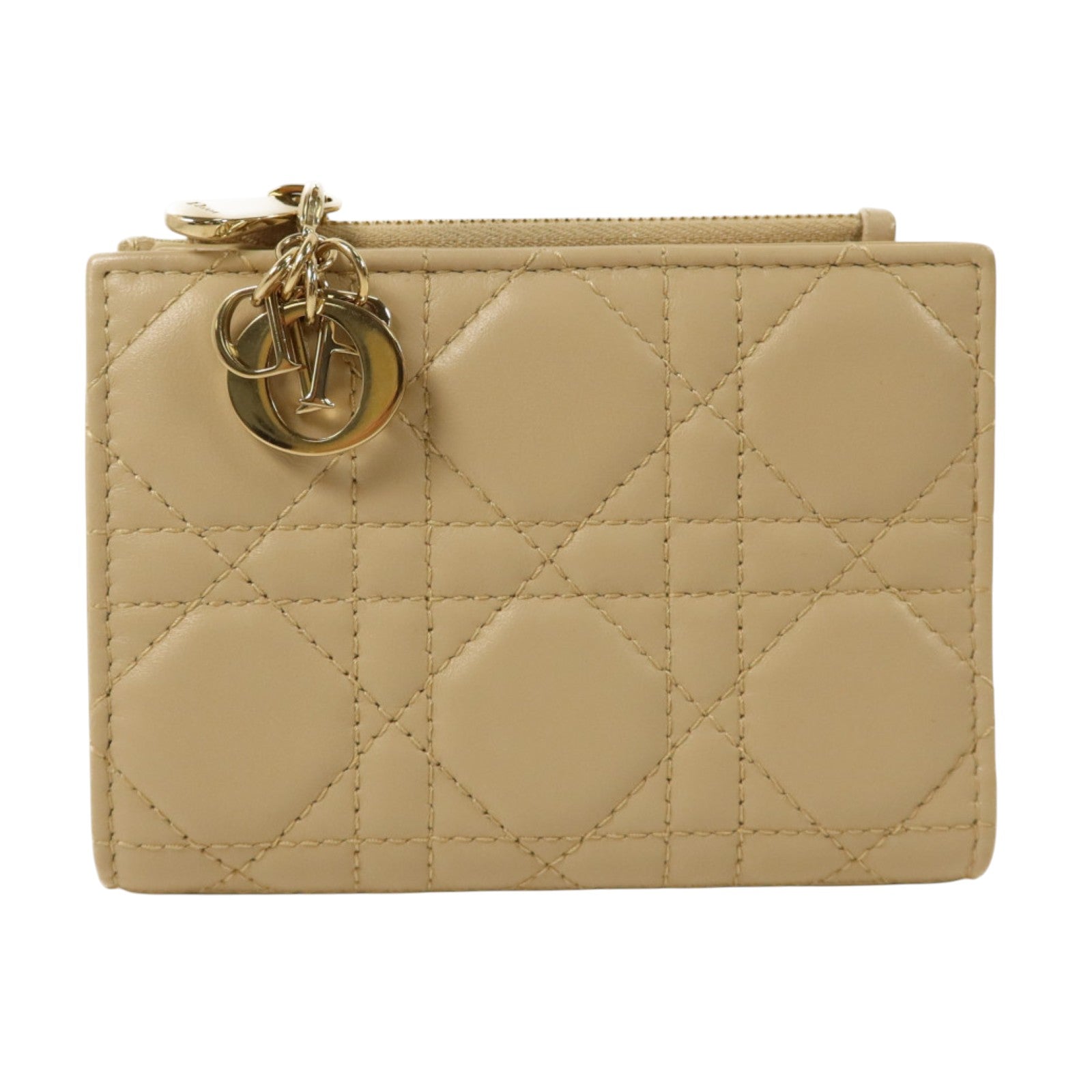 Dior 牛皮皮革Lady Dior Dahlia Wallet金扣錢包