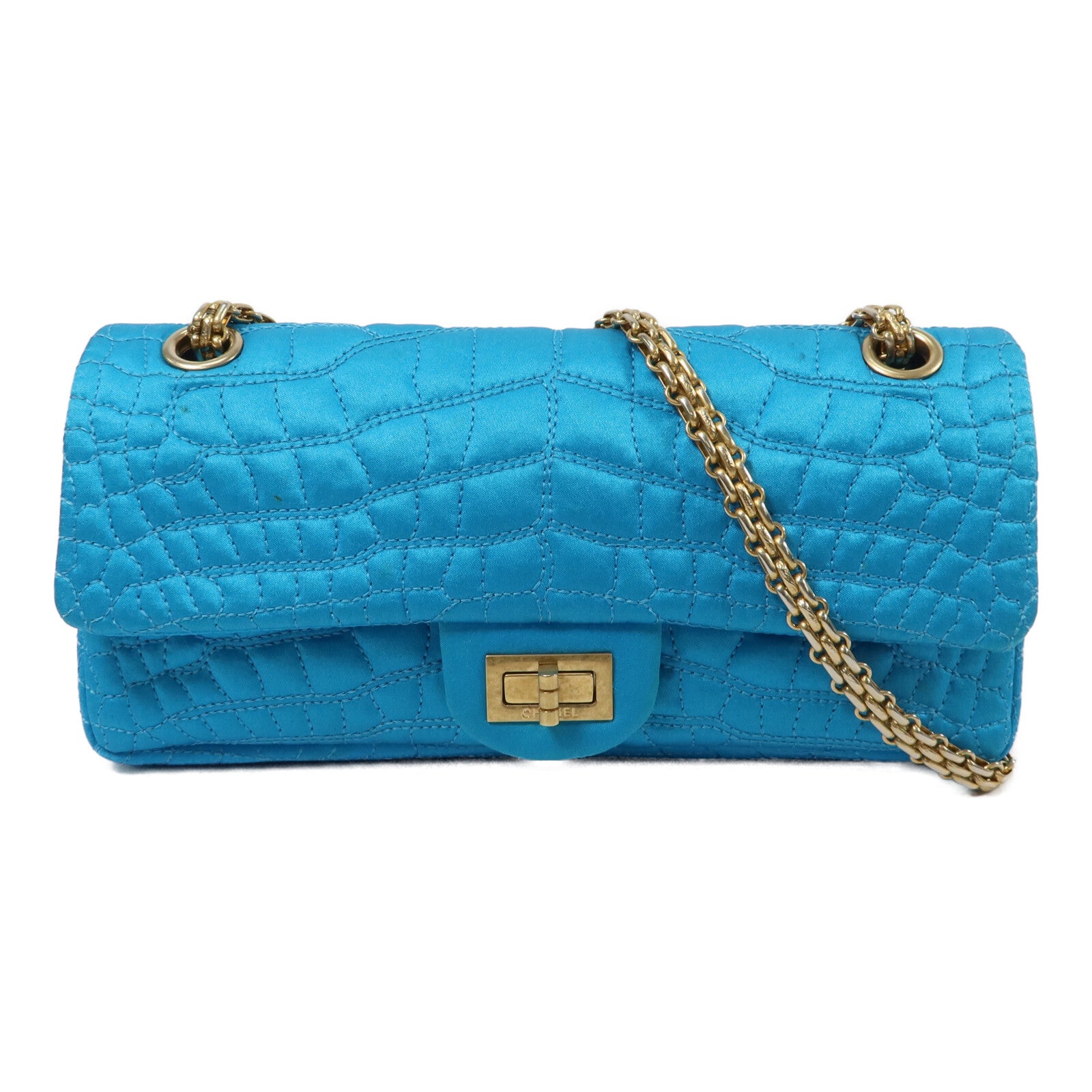 CHANEL Satin 2.55 East West鏈帶肩背袋