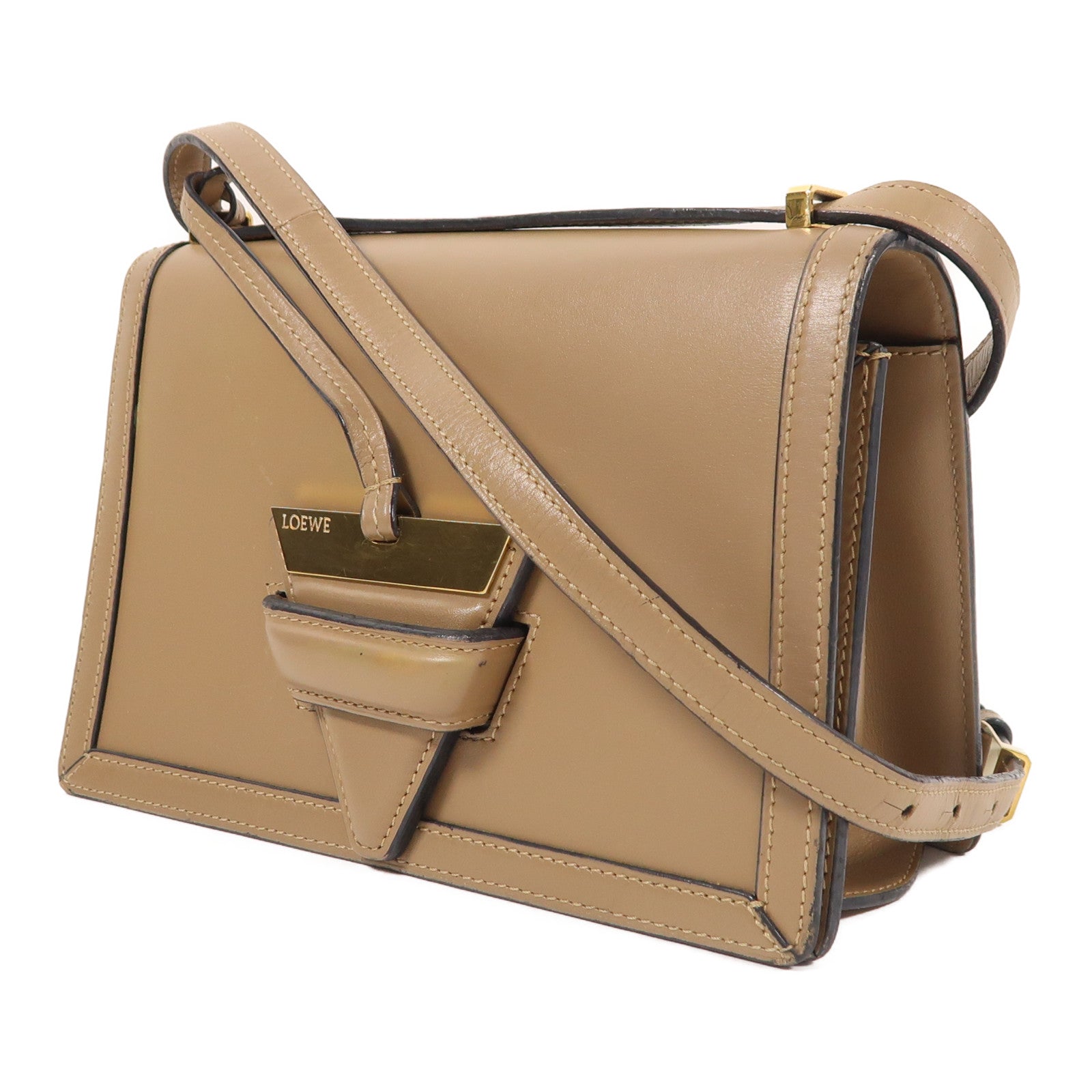 LOEWE 牛皮皮革Barcelona Bag金扣肩背袋