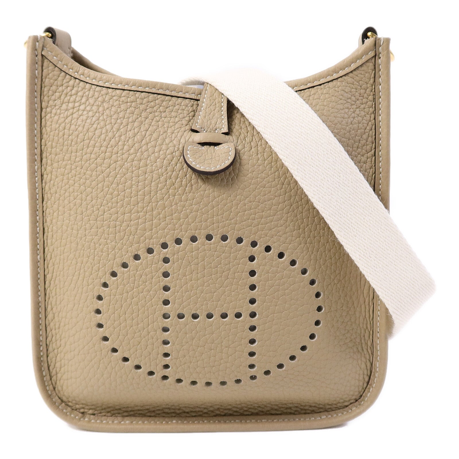 HERMES Clemence皮革Evelyne TPM肩背袋Trench/Blanc
