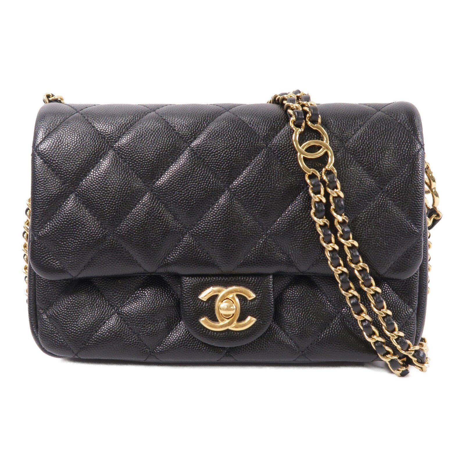 CHANEL 牛皮皮革22P Mini Flap Bag鏈帶肩背袋