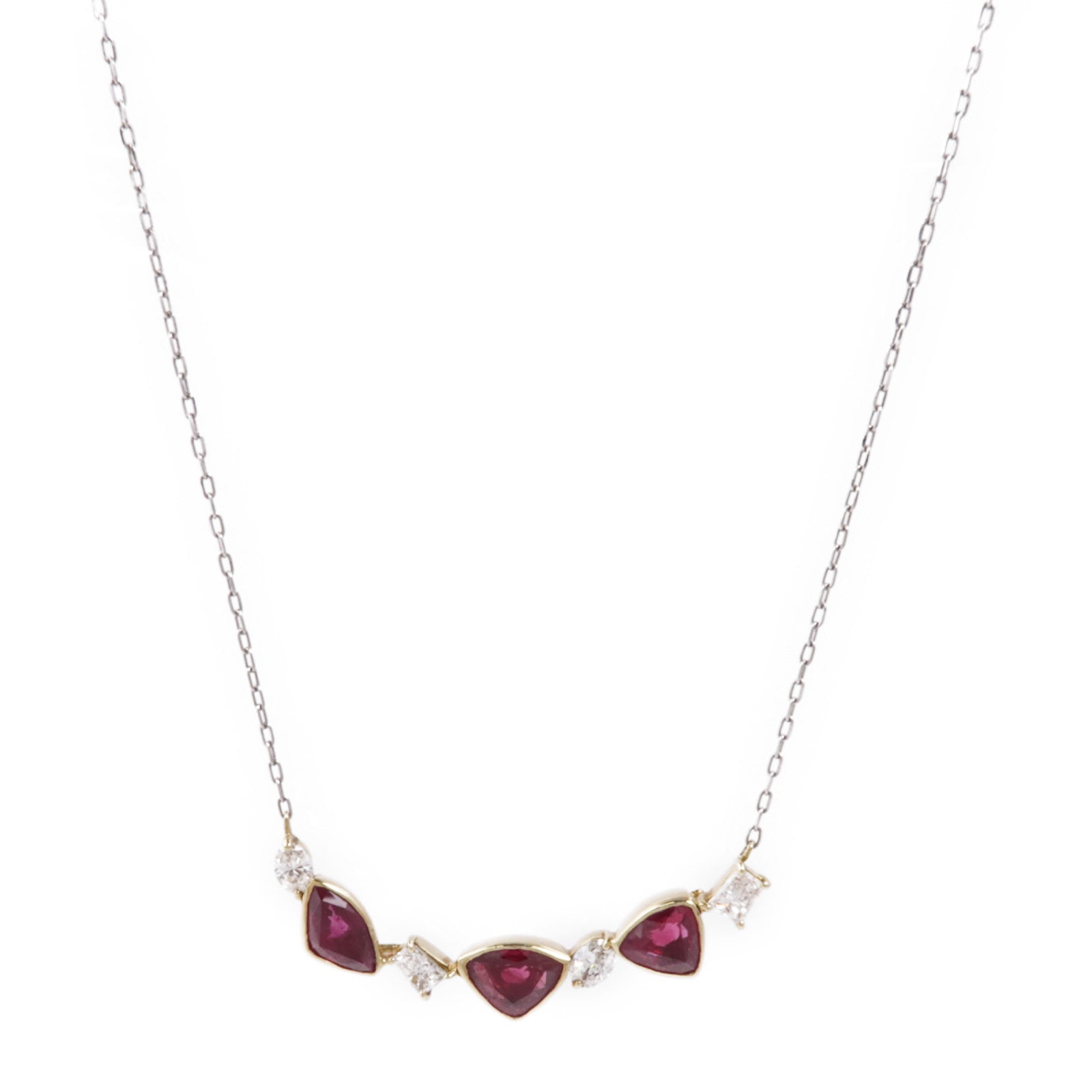 JEWELRY 【激減優惠】18K黃金/PT850鉑金Ruby/Diamond Necklace紅寶石/鑽石項鍊