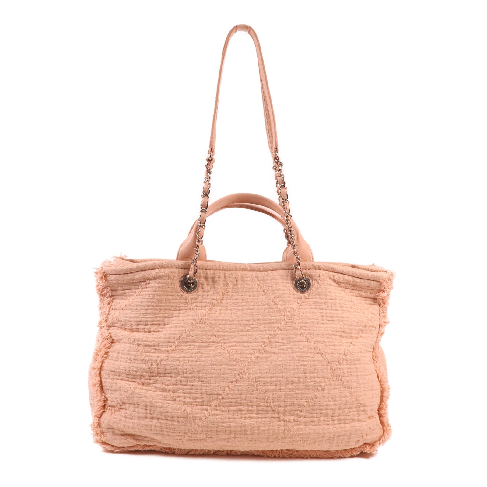 CHANEL 帆布2way Shoulderbag銀扣手挽肩背兩用袋