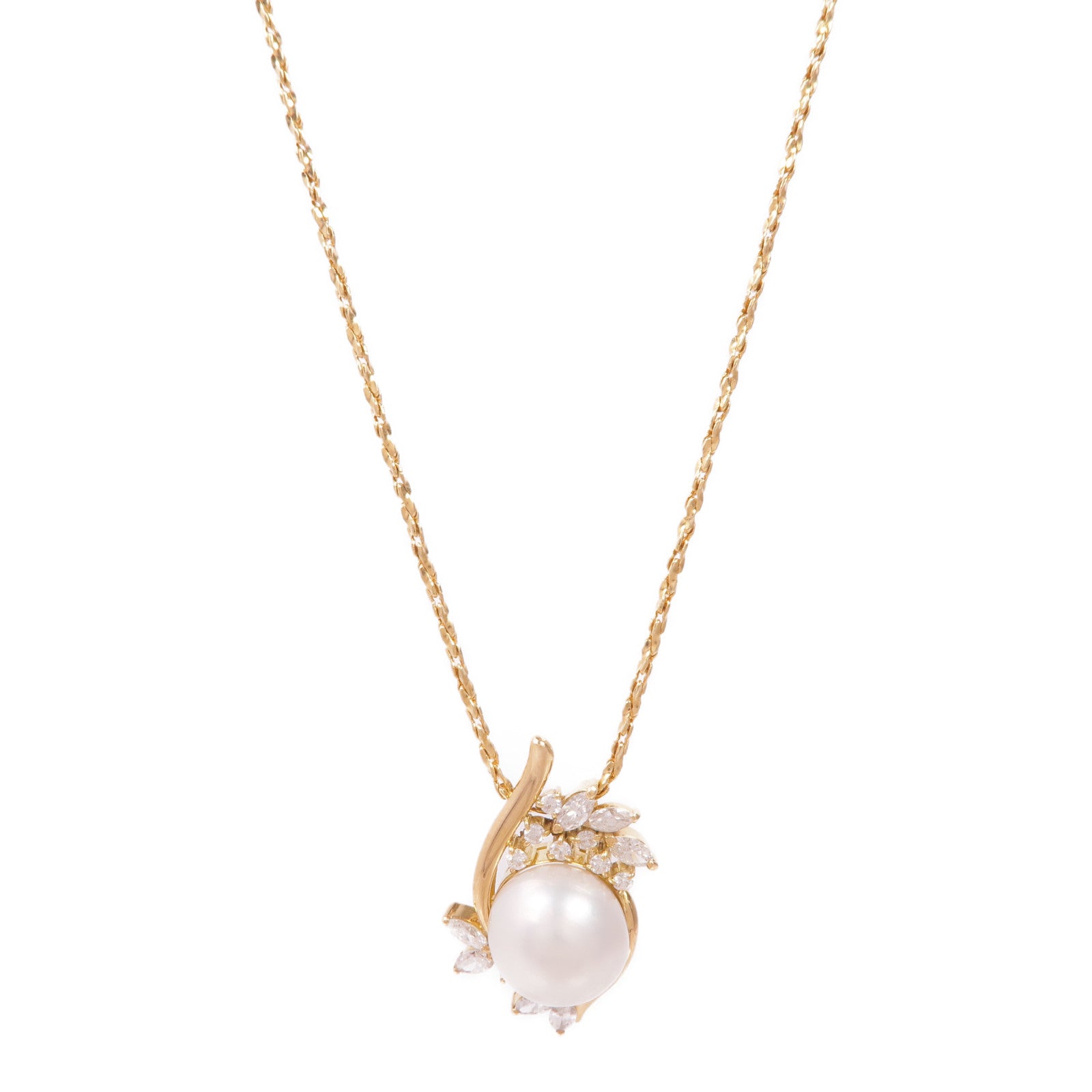 JEWELRY 【激減優惠】18K黄金Pearl Diamond Necklace珍珠/鑽石項鍊