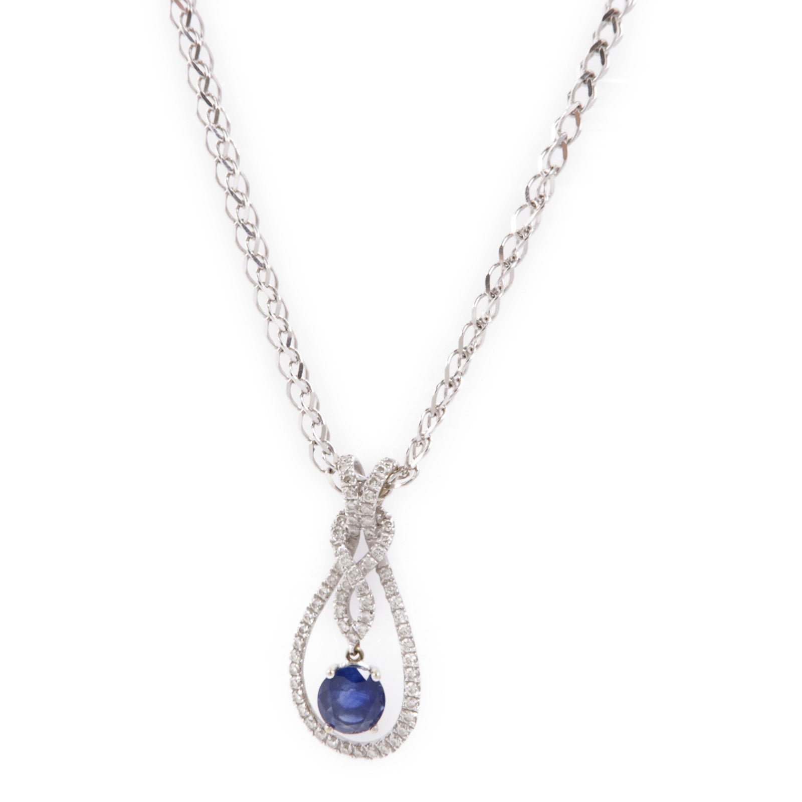 JEWELRY Sapphire Diamond Necklace 18K White Gold