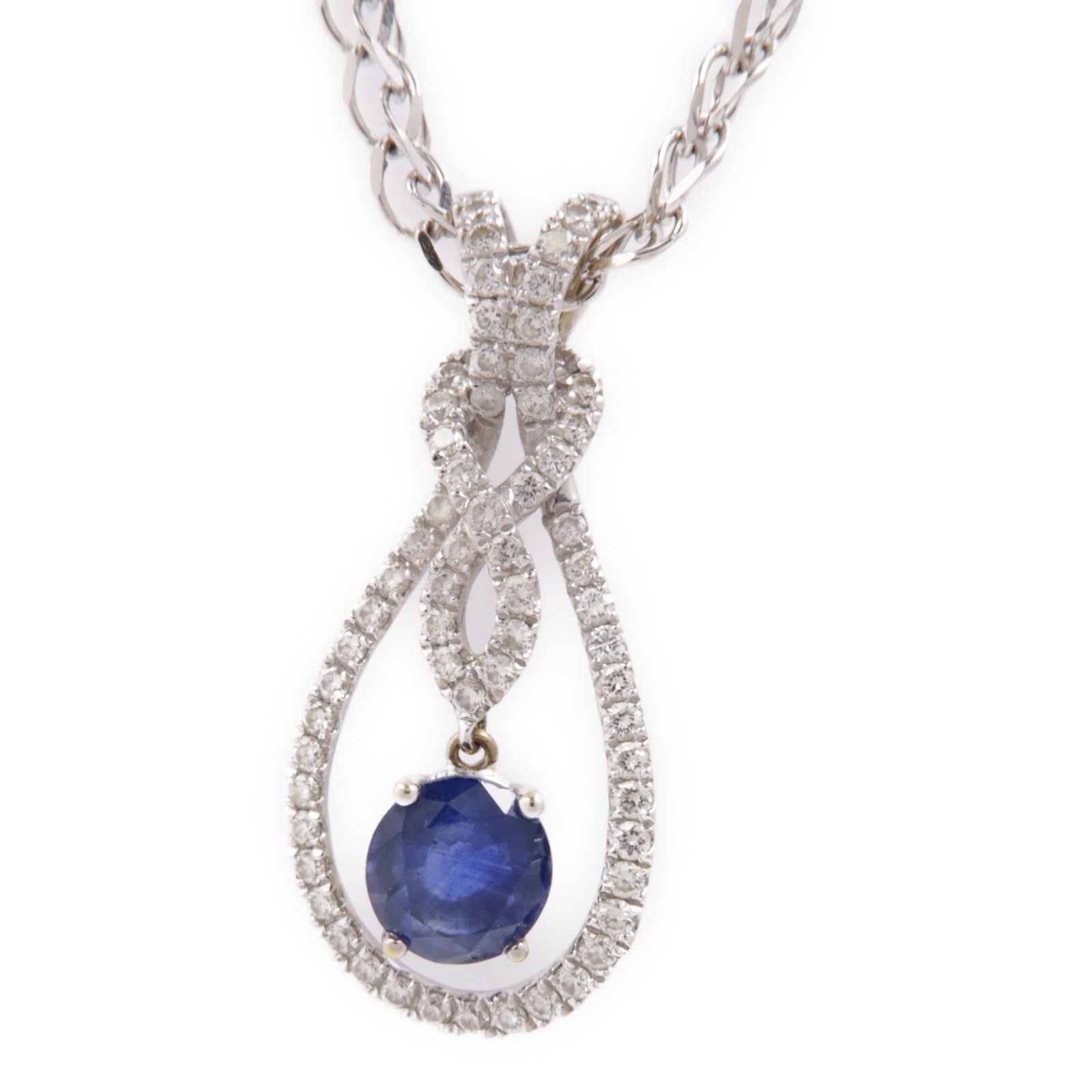 JEWELRY Sapphire Diamond Necklace 18K White Gold