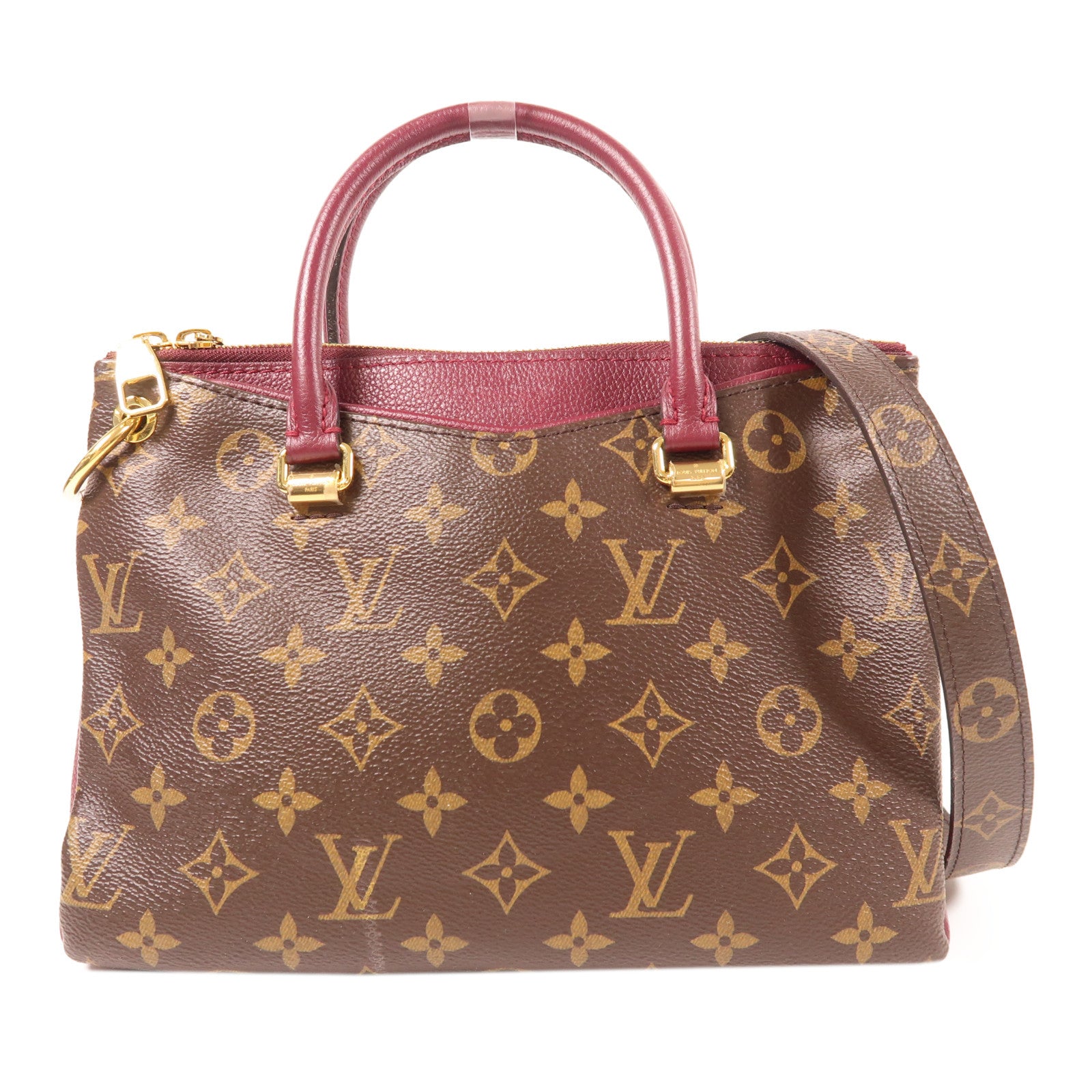 LOUIS VUITTON Monogram Pallas BB金扣手挽肩背兩用袋棕色/紫色