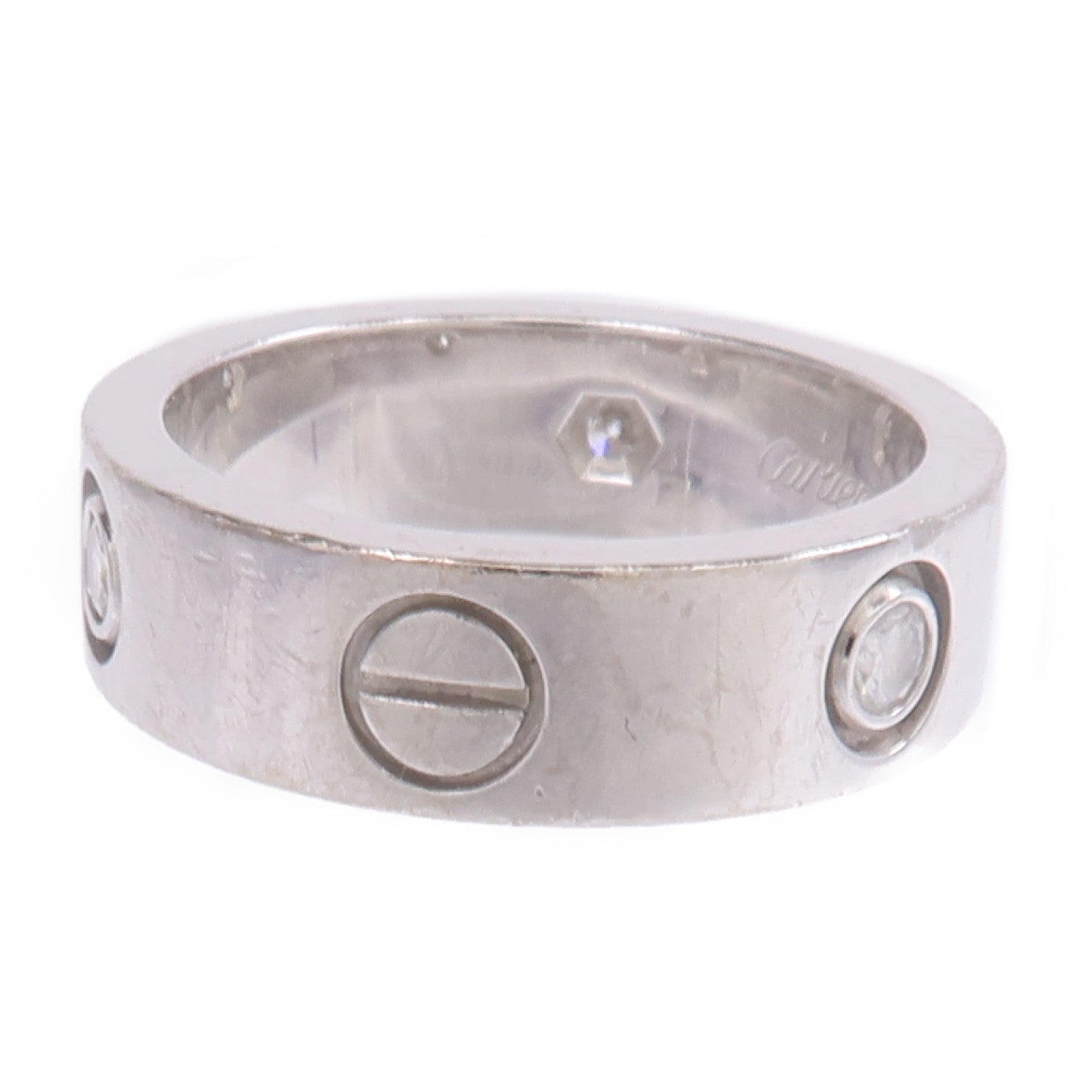 CARTIER 18K白金Love Ring 3 Diamonds鑽石戒指Cartier#51/US#5.75