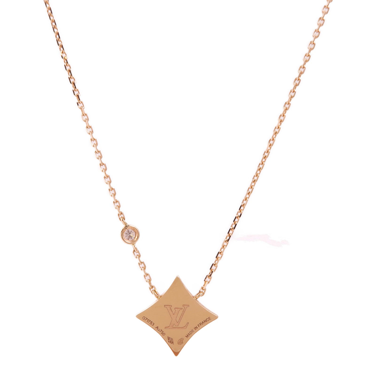 LOUIS VUITTON 18K玫瑰金Color Blossom BB Star Pendant珍珠母貝/鑽石項鍊