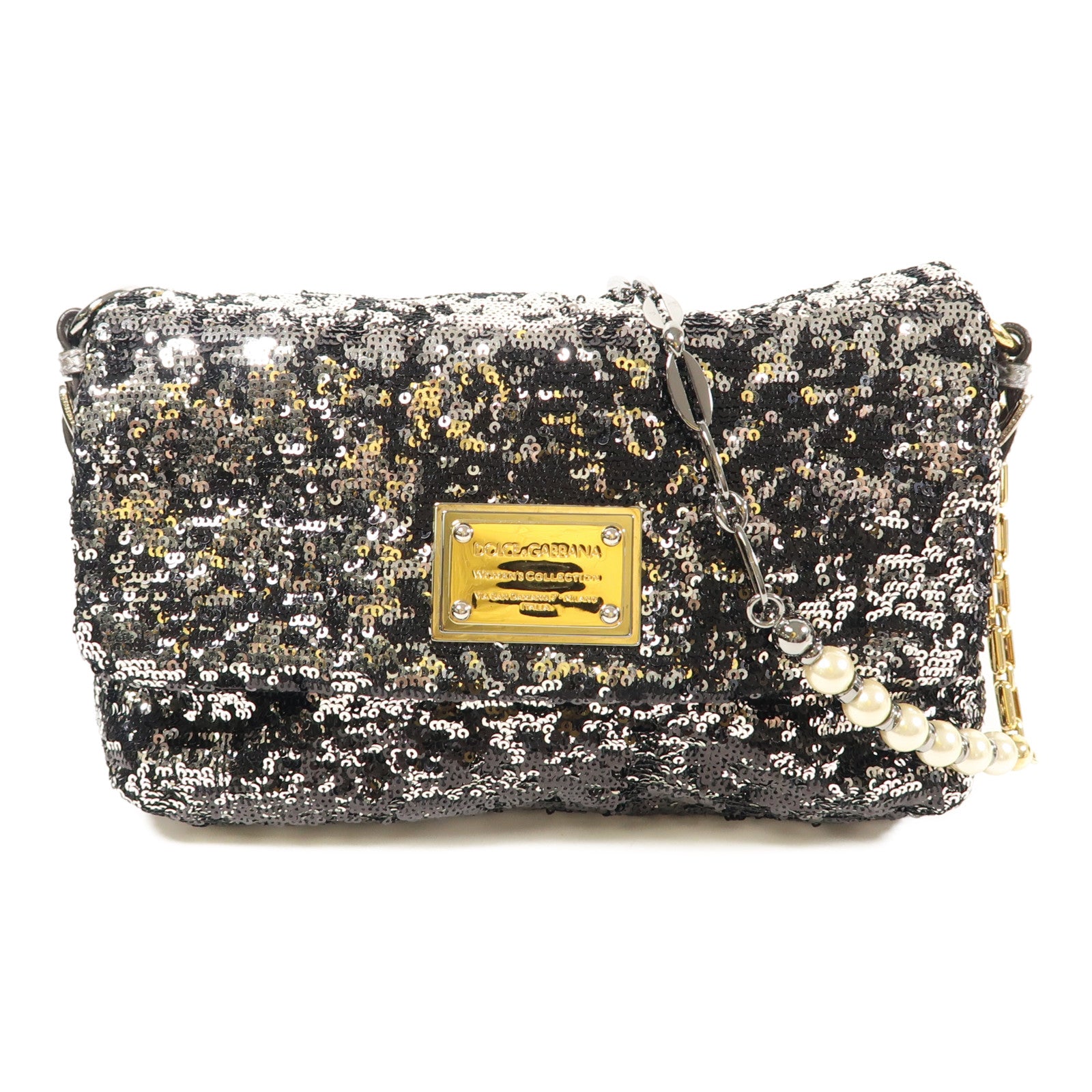 D&G 亮片Miss Charles Flag Bag鏈帶肩背袋