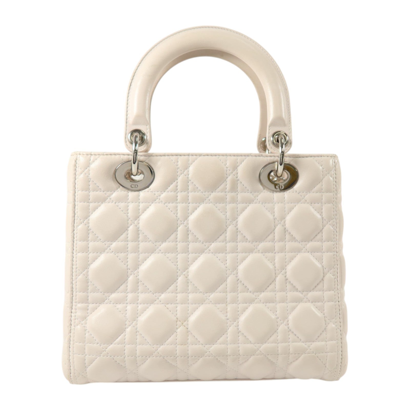 Dior 羊皮皮革Lady Dior Medium銀扣手挽袋