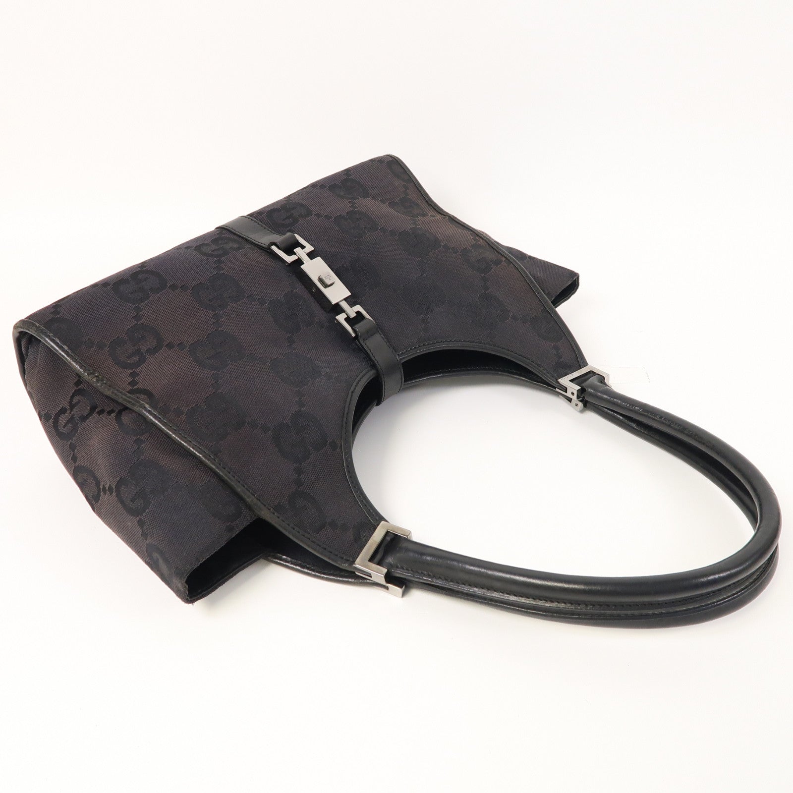 GUCCI 【激減優惠】帆布Jackie銀扣肩背袋黑色