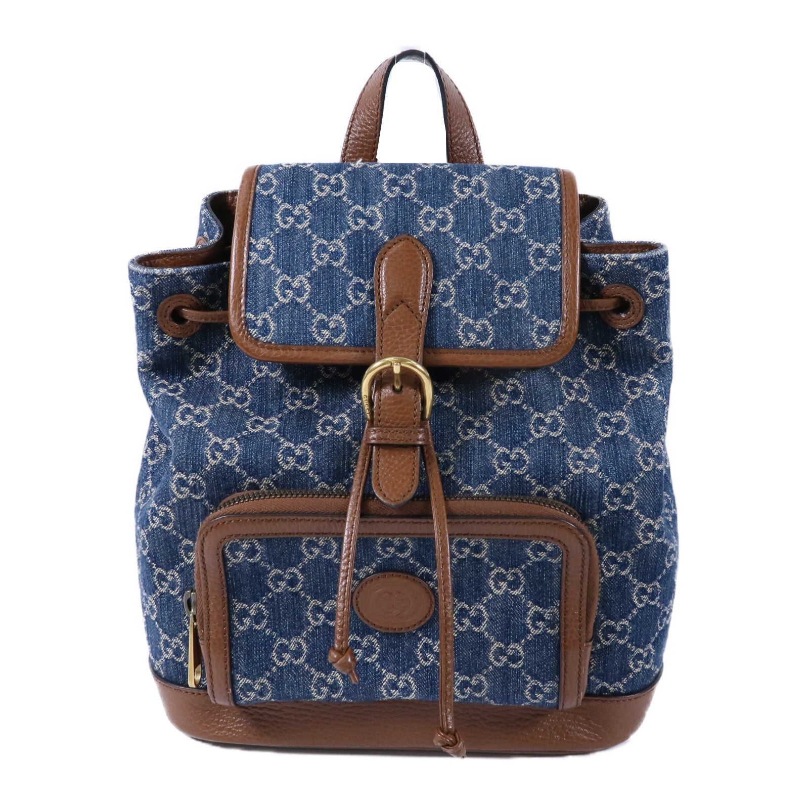 GUCCI 牛仔布/牛皮皮革GG Backpack背包