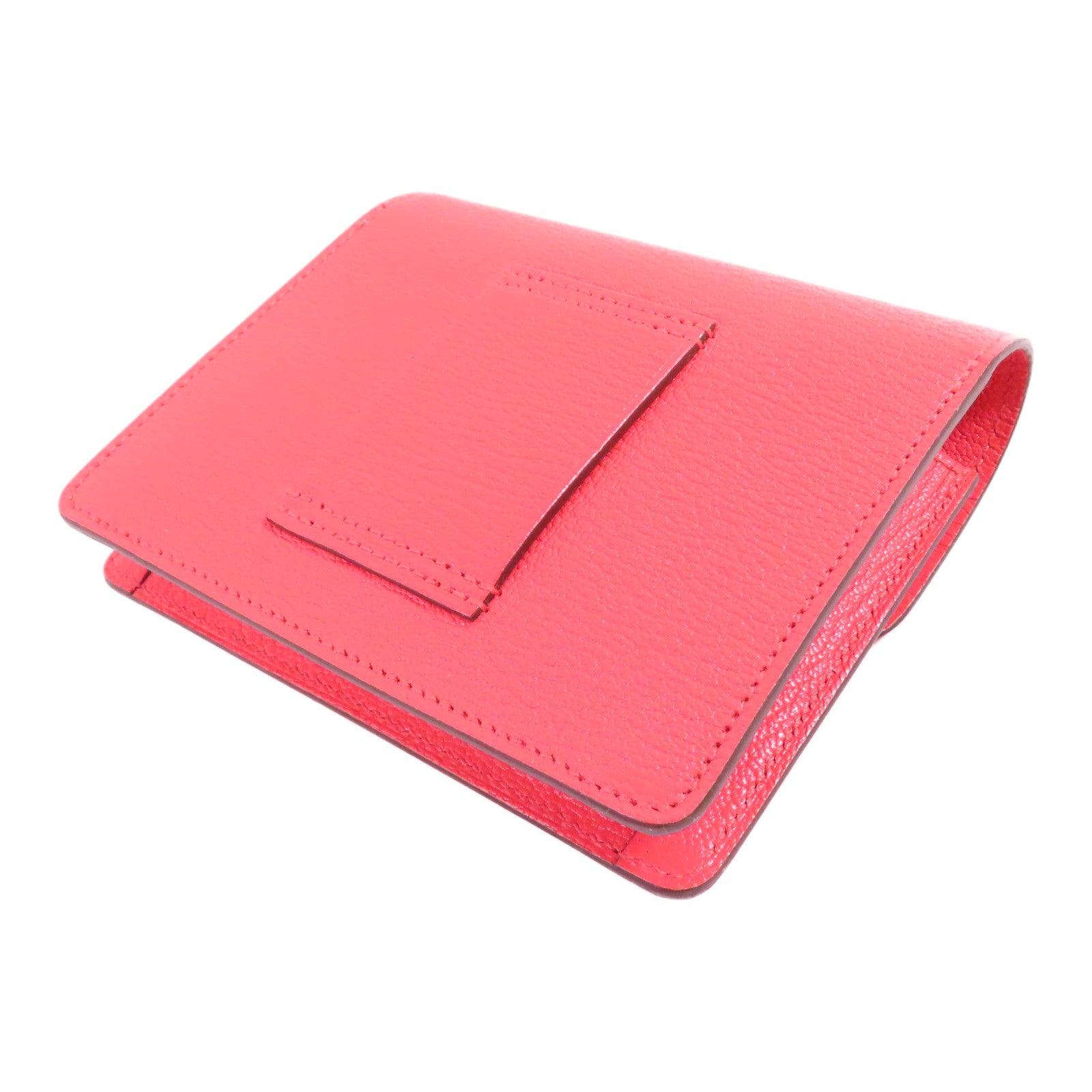 HERMES 【激減優惠】Chevre皮革Roulis Slim Wallet銀扣腰帶短錢包