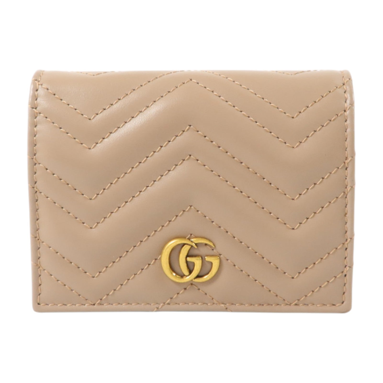 GUCCI 牛皮皮革GG Marmont Card Case Wallet金扣錢包