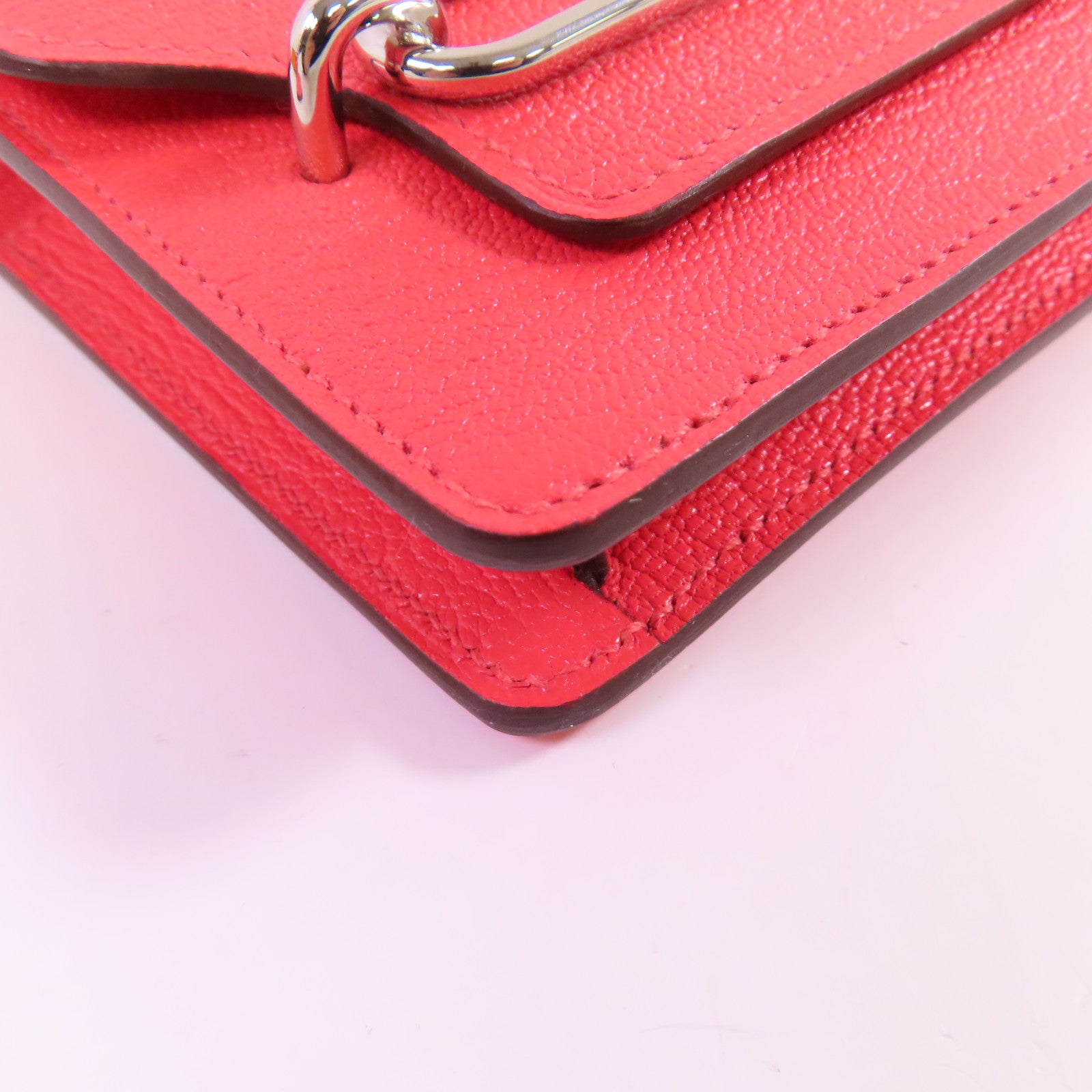 HERMES 【激減優惠】Chevre皮革Roulis Slim Wallet銀扣腰帶短錢包