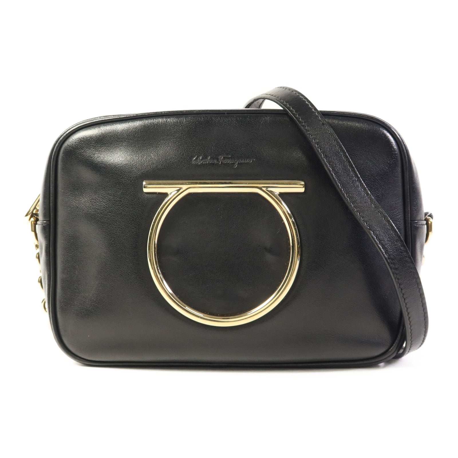 Salvatore Ferragamo 【激減優惠】牛皮皮革Gancini Camera Bag金扣肩背袋