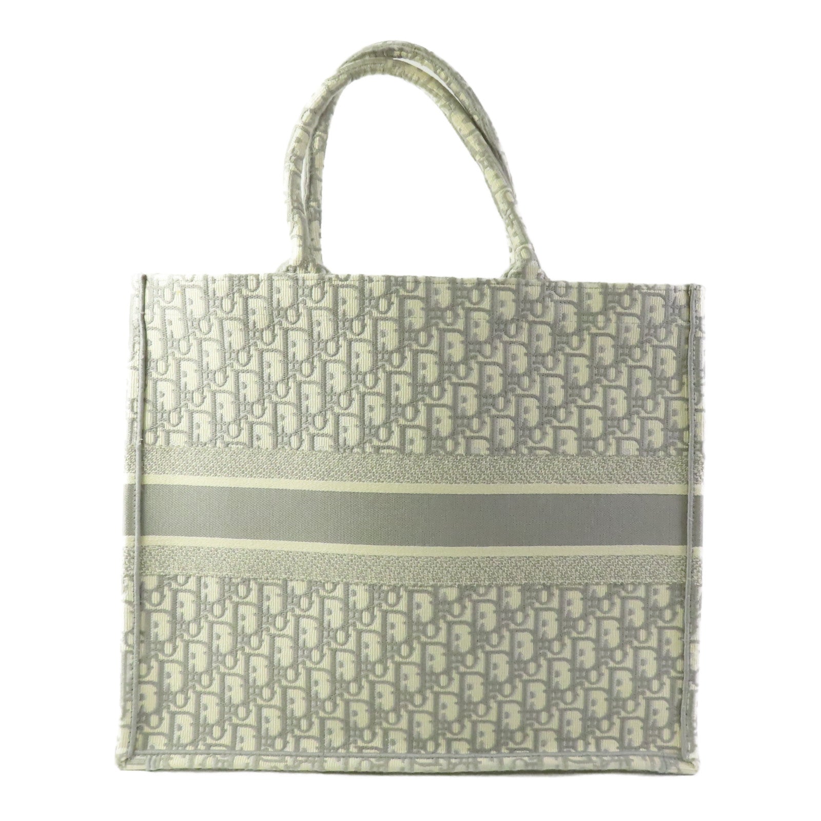CHRISTIAN DIOR CD Book Tote Large Tote Bag Canvas White Gray