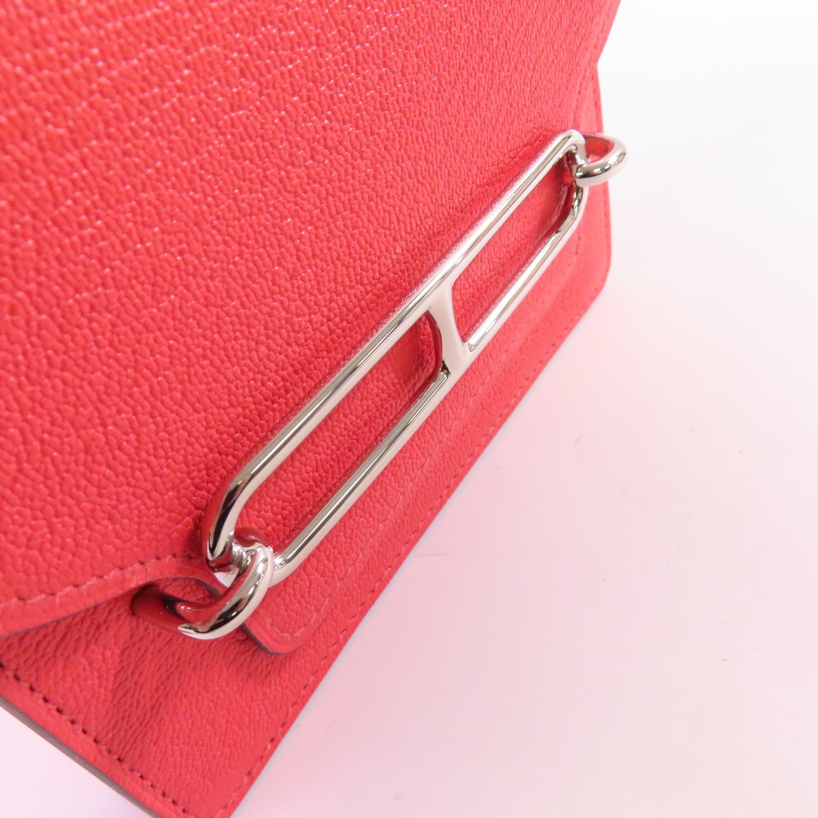 HERMES 【激減優惠】Chevre皮革Roulis Slim Wallet銀扣腰帶短錢包