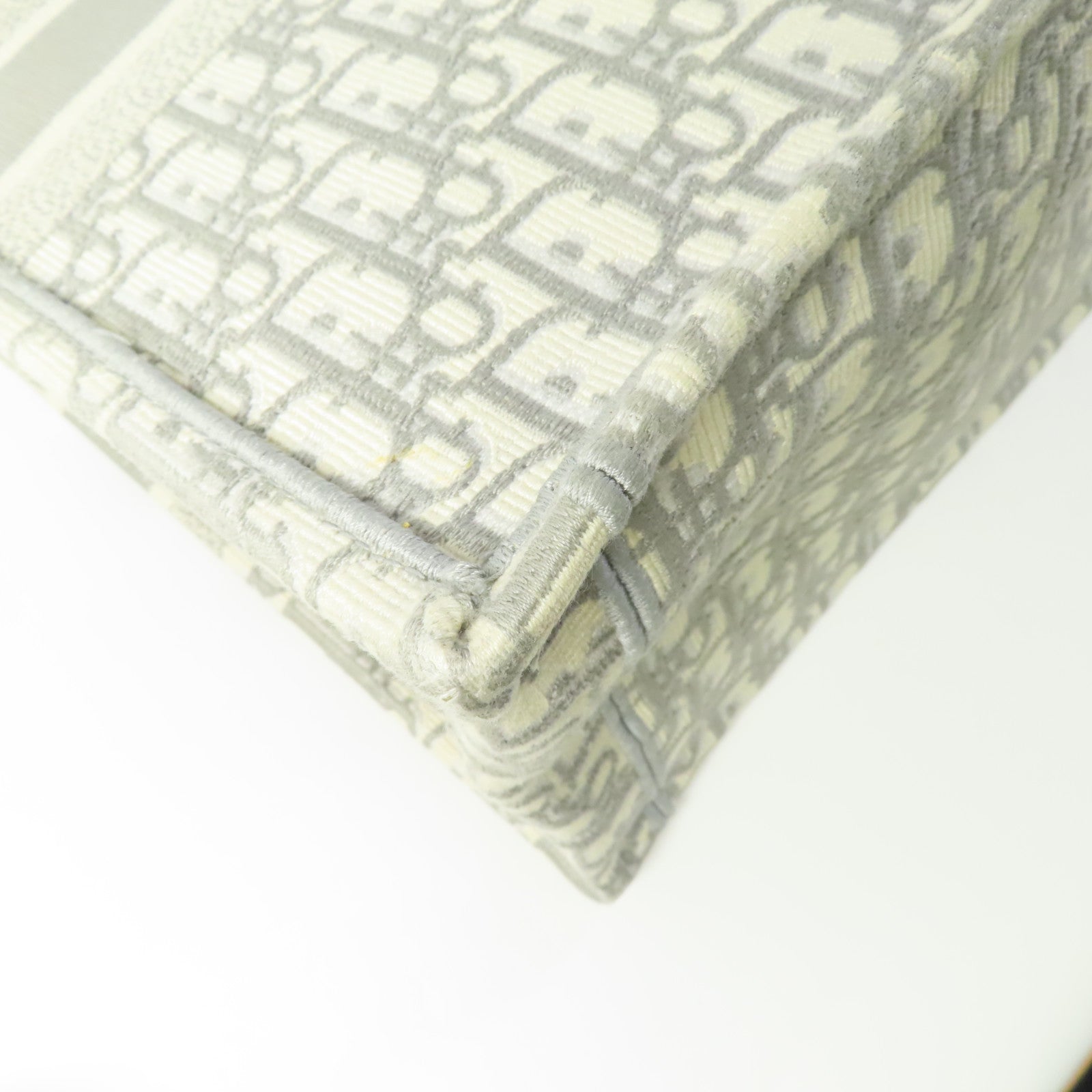 CHRISTIAN DIOR CD Book Tote Large Tote Bag Canvas White Gray