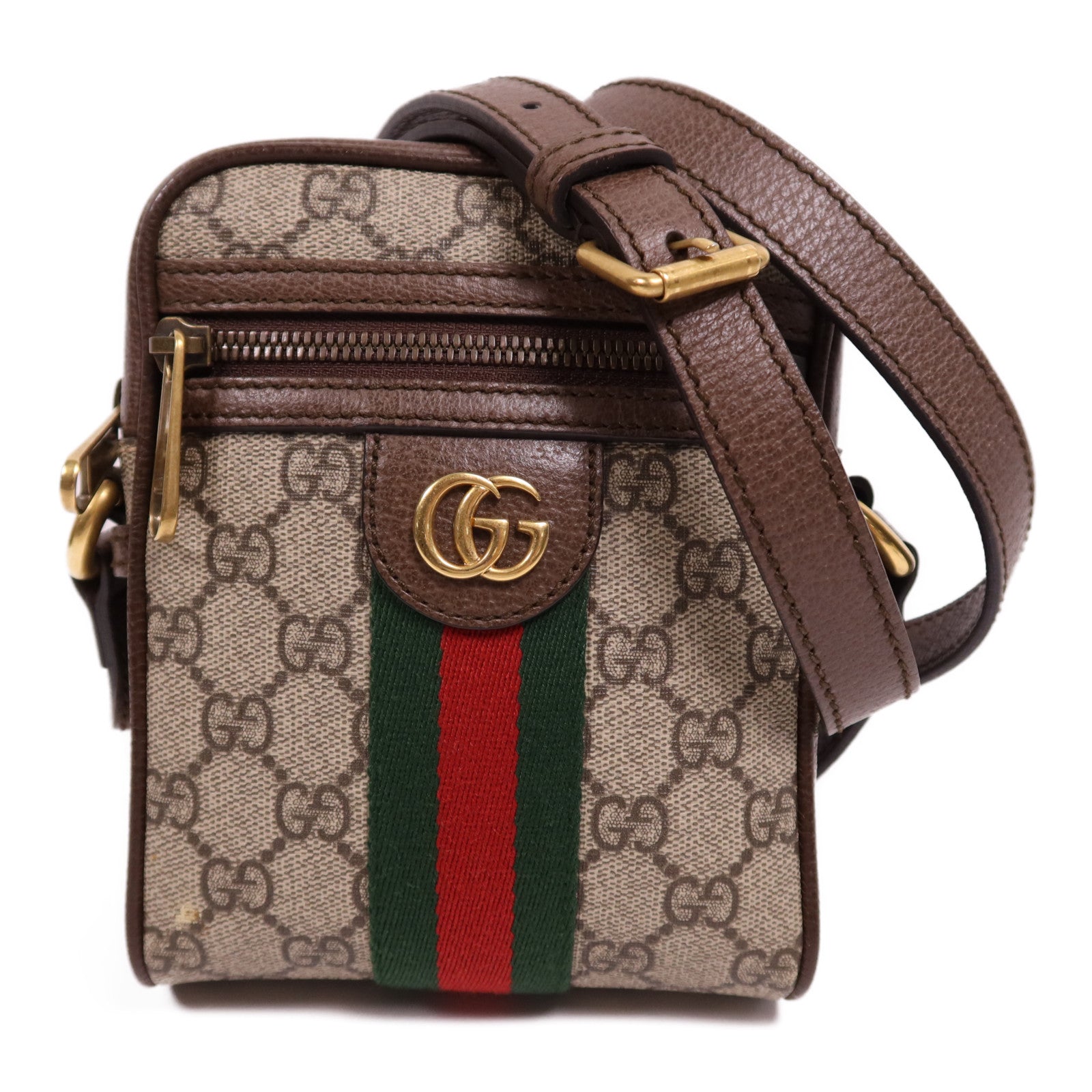 GUCCI 塗層帆布Shoulder Bag金扣肩背袋