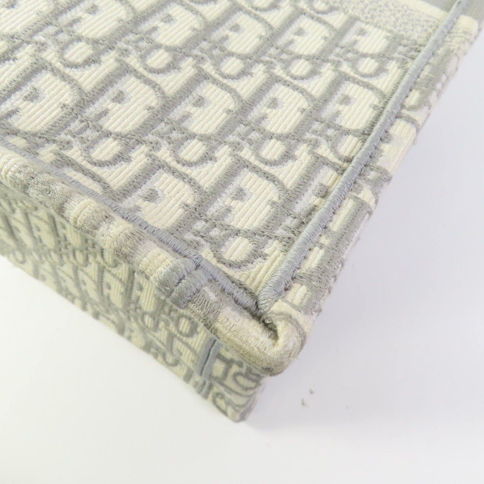 CHRISTIAN DIOR CD Book Tote Large Tote Bag Canvas White Gray