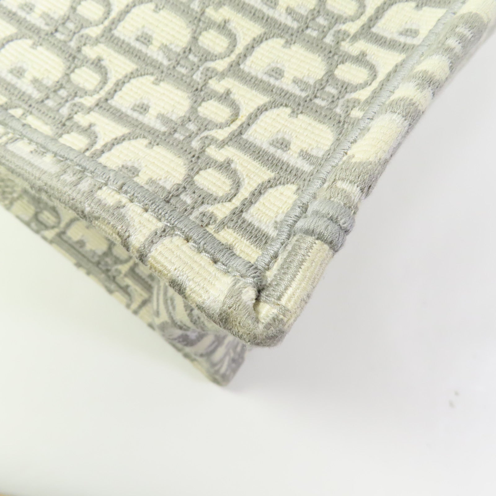 CHRISTIAN DIOR CD Book Tote Large Tote Bag Canvas White Gray