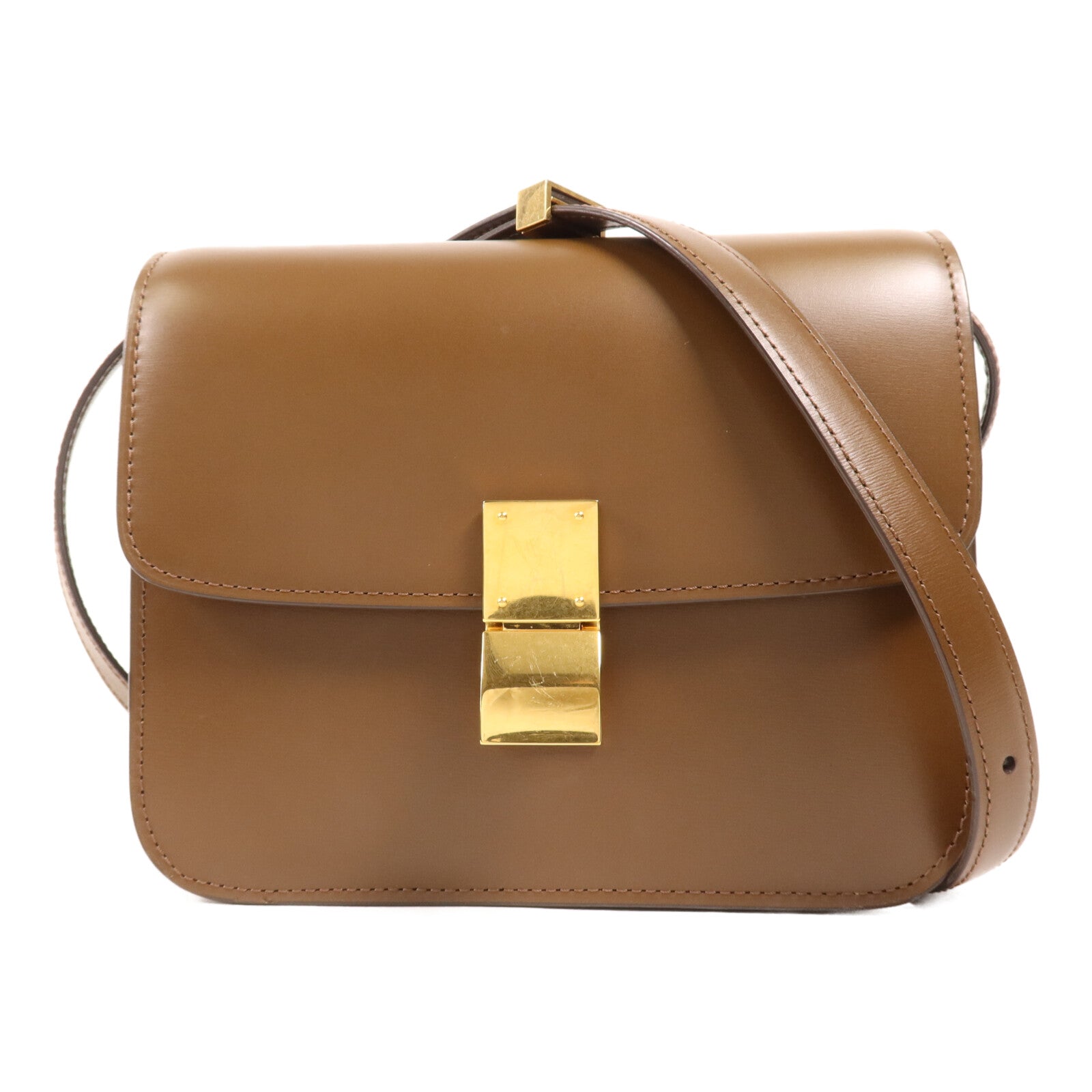 CELINE 牛皮皮革Mini Classic Box金扣肩背袋