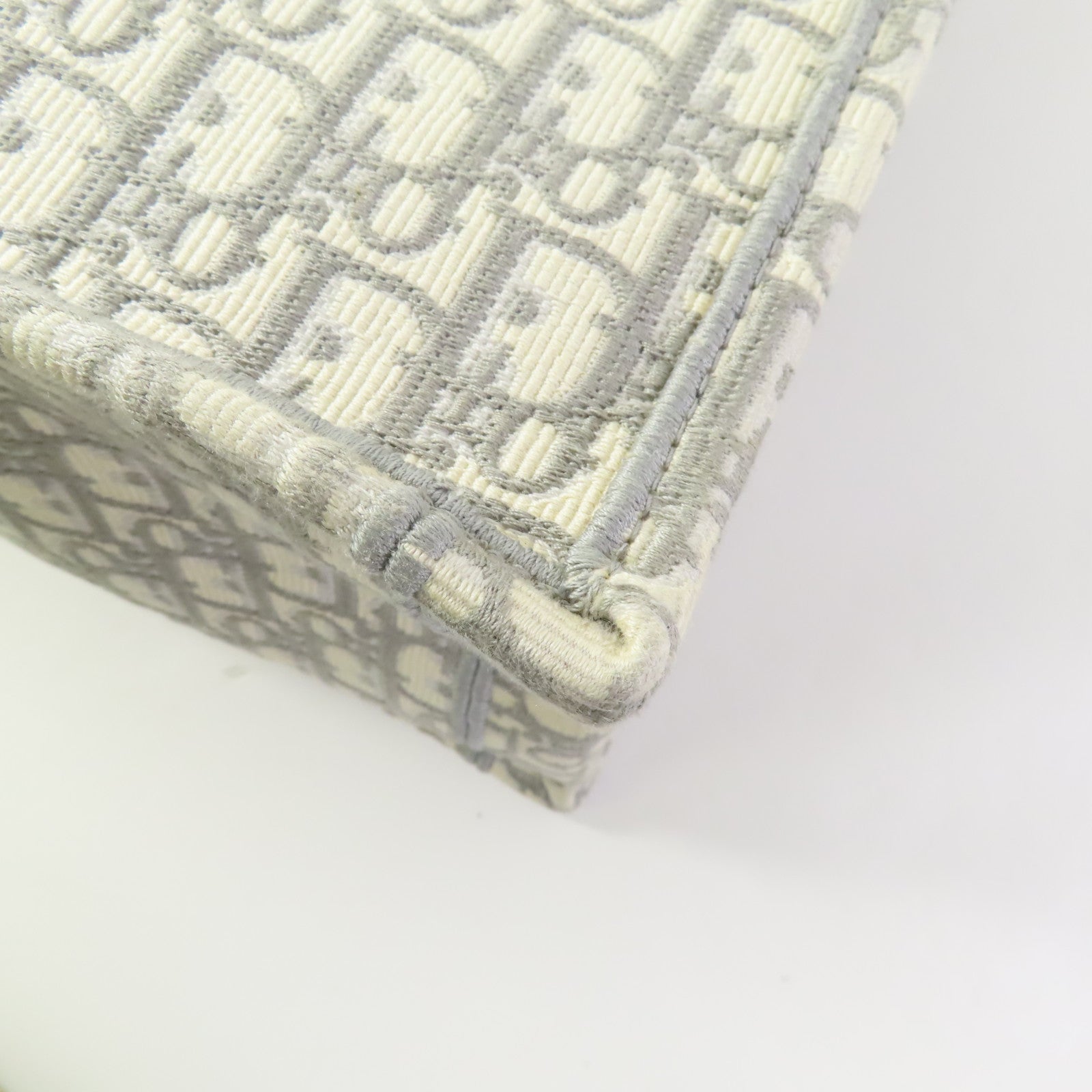 CHRISTIAN DIOR CD Book Tote Large Tote Bag Canvas White Gray