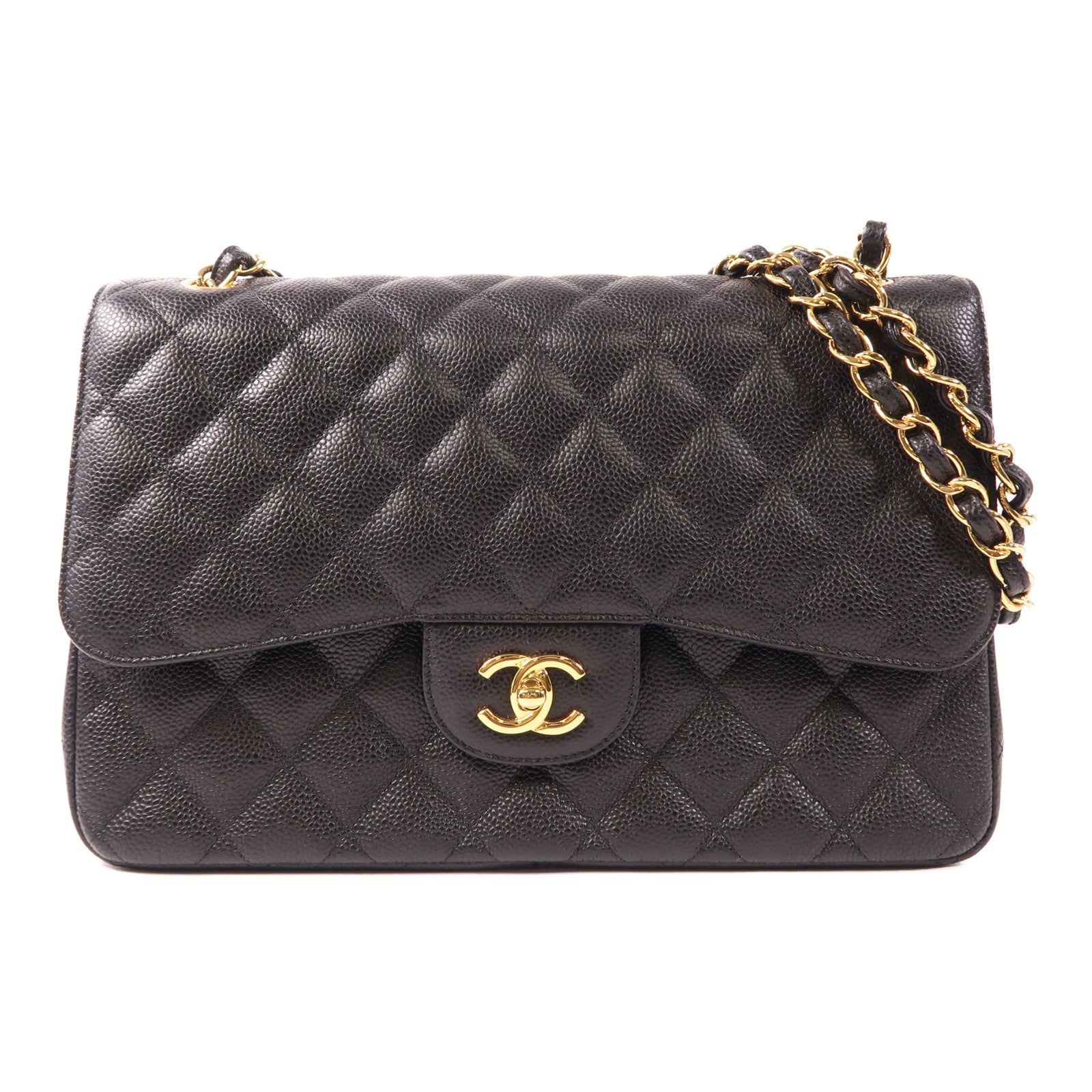 CHANEL 牛皮皮革Large Classic金扣鏈帶肩背袋