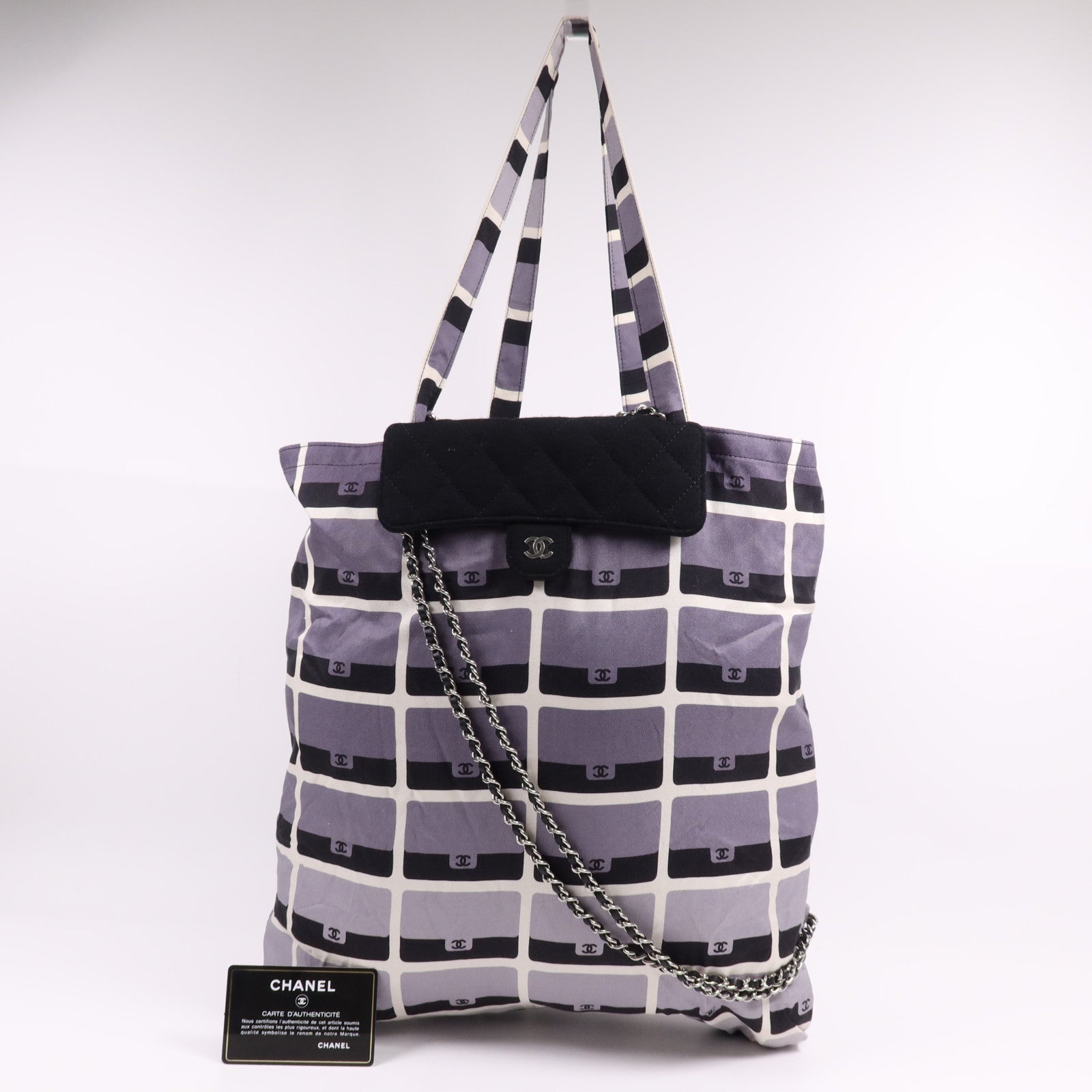 CHANEL 帆布Tote Bag銀扣手挽袋