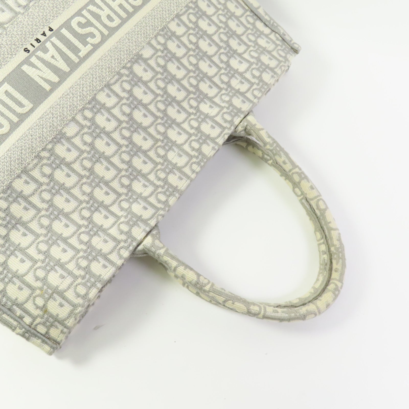 CHRISTIAN DIOR CD Book Tote Large Tote Bag Canvas White Gray