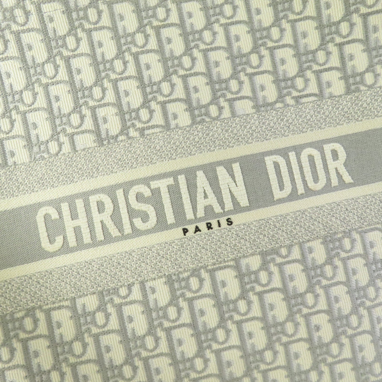CHRISTIAN DIOR CD Book Tote Large Tote Bag Canvas White Gray