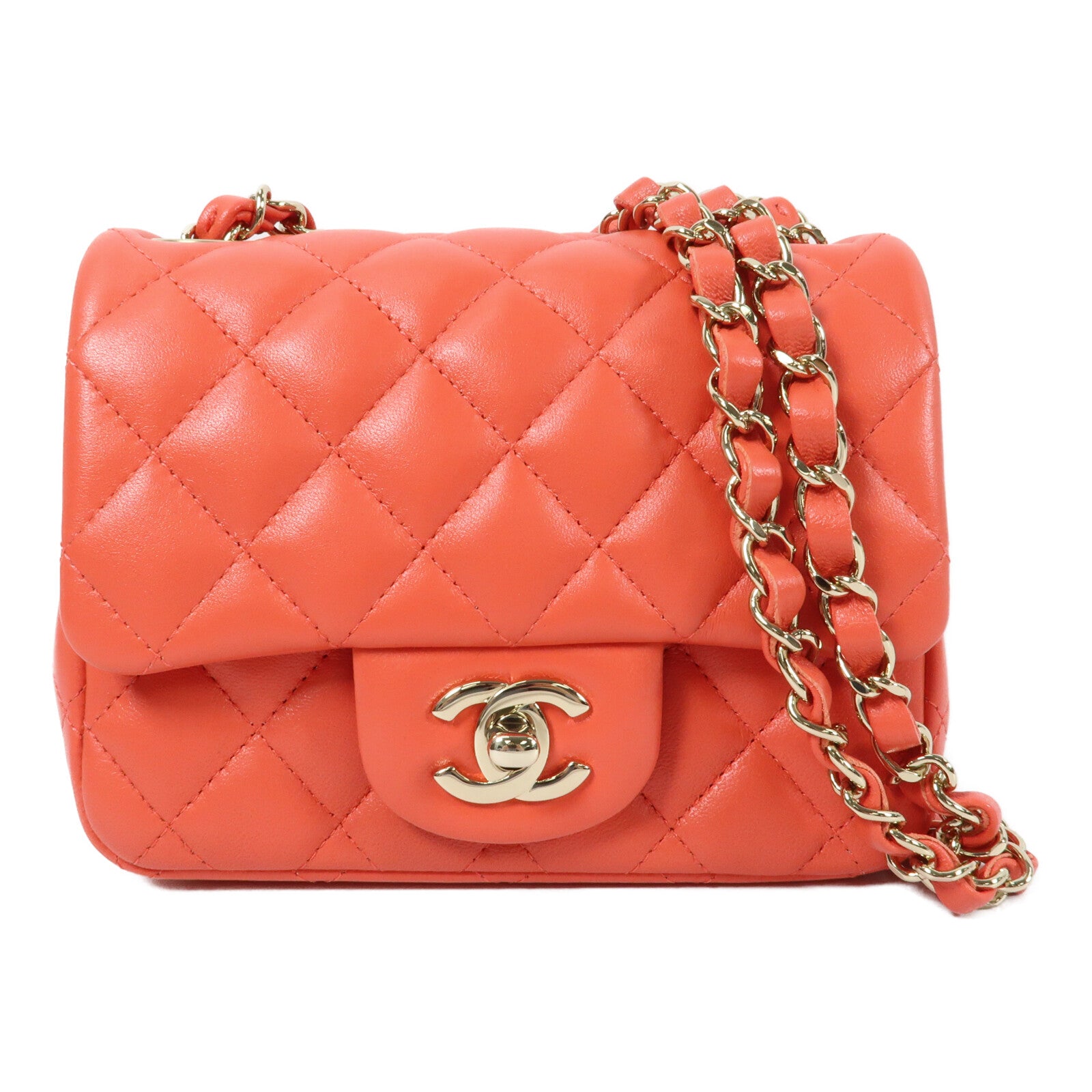 CHANEL 羊皮皮革Mini Classic 17金扣鏈帶肩背袋