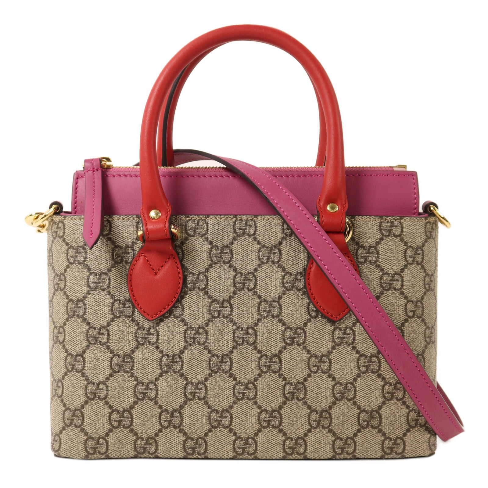 GUCCI 塗層帆布GG Supreme Mini Zip Bag金扣手挽肩背兩用袋