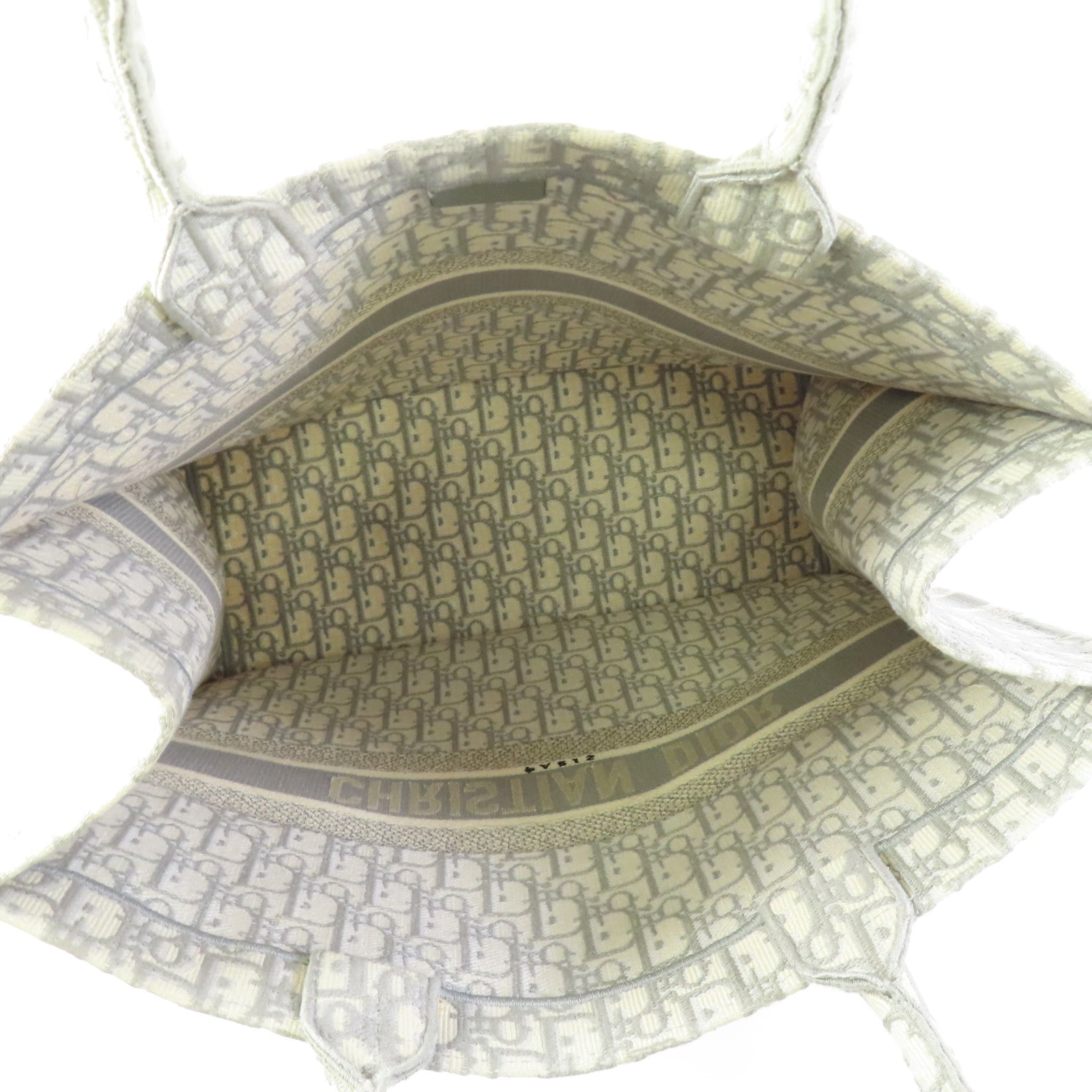 CHRISTIAN DIOR CD Book Tote Large Tote Bag Canvas White Gray