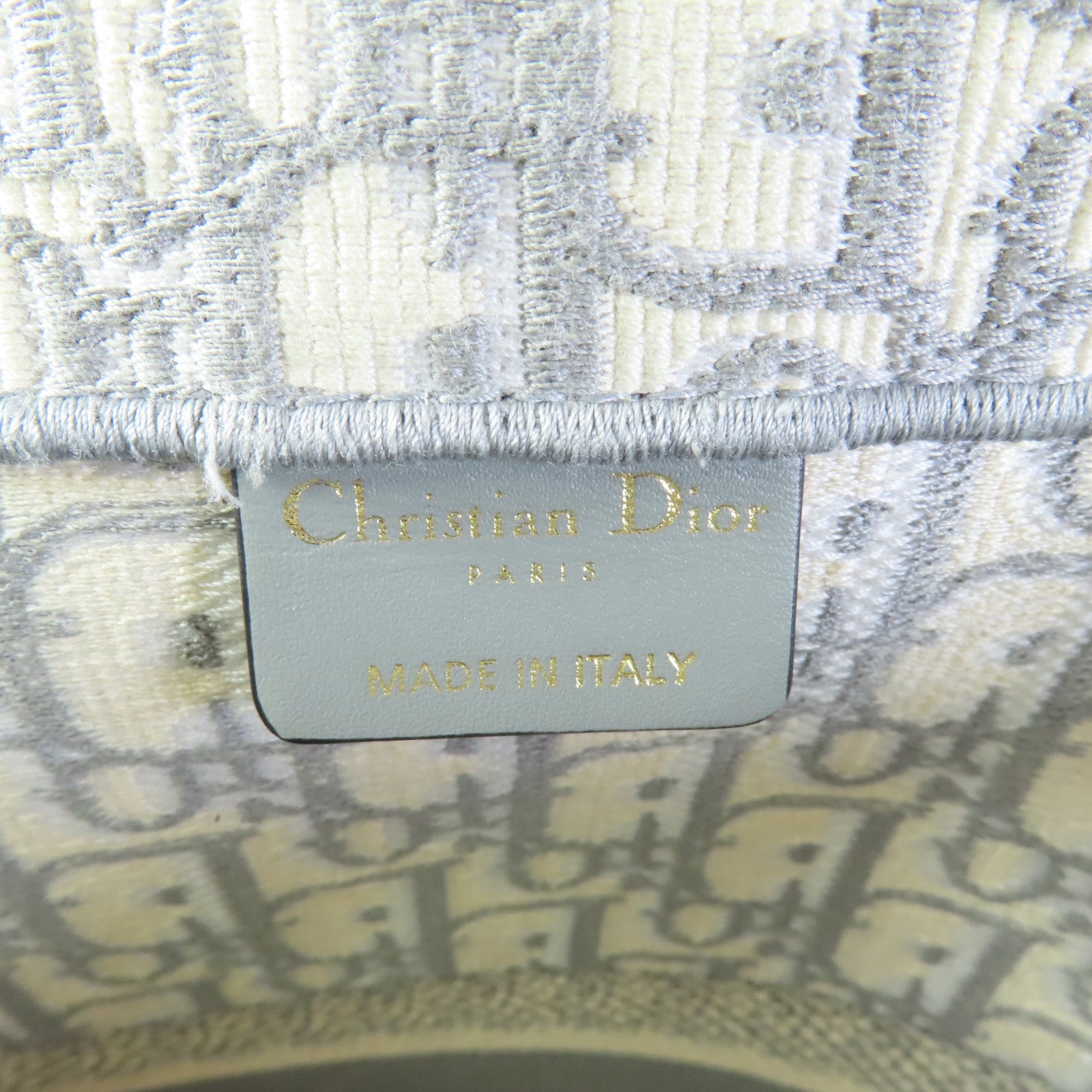CHRISTIAN DIOR CD Book Tote Large Tote Bag Canvas White Gray