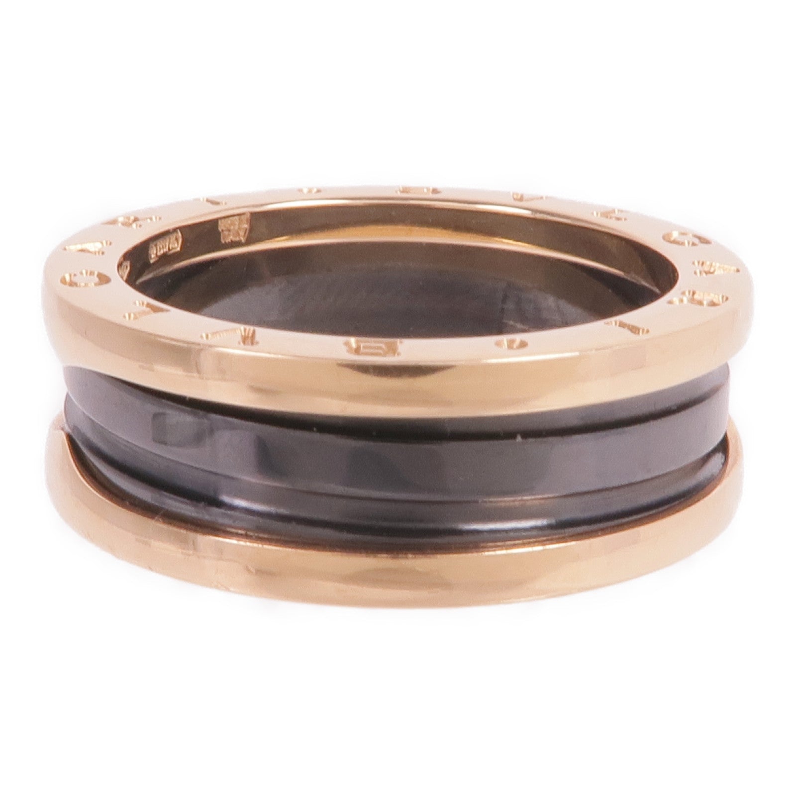 BVLGARI 18K玫瑰金/陶瓷B.zero1 Two-Band Ring戒指Bvlgari#61/US#9.25