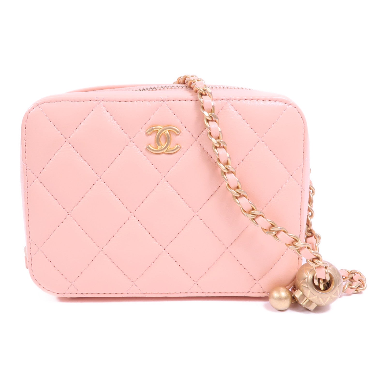 CHANEL 羊皮皮革Camera Gold Ball金扣鏈帶肩背袋