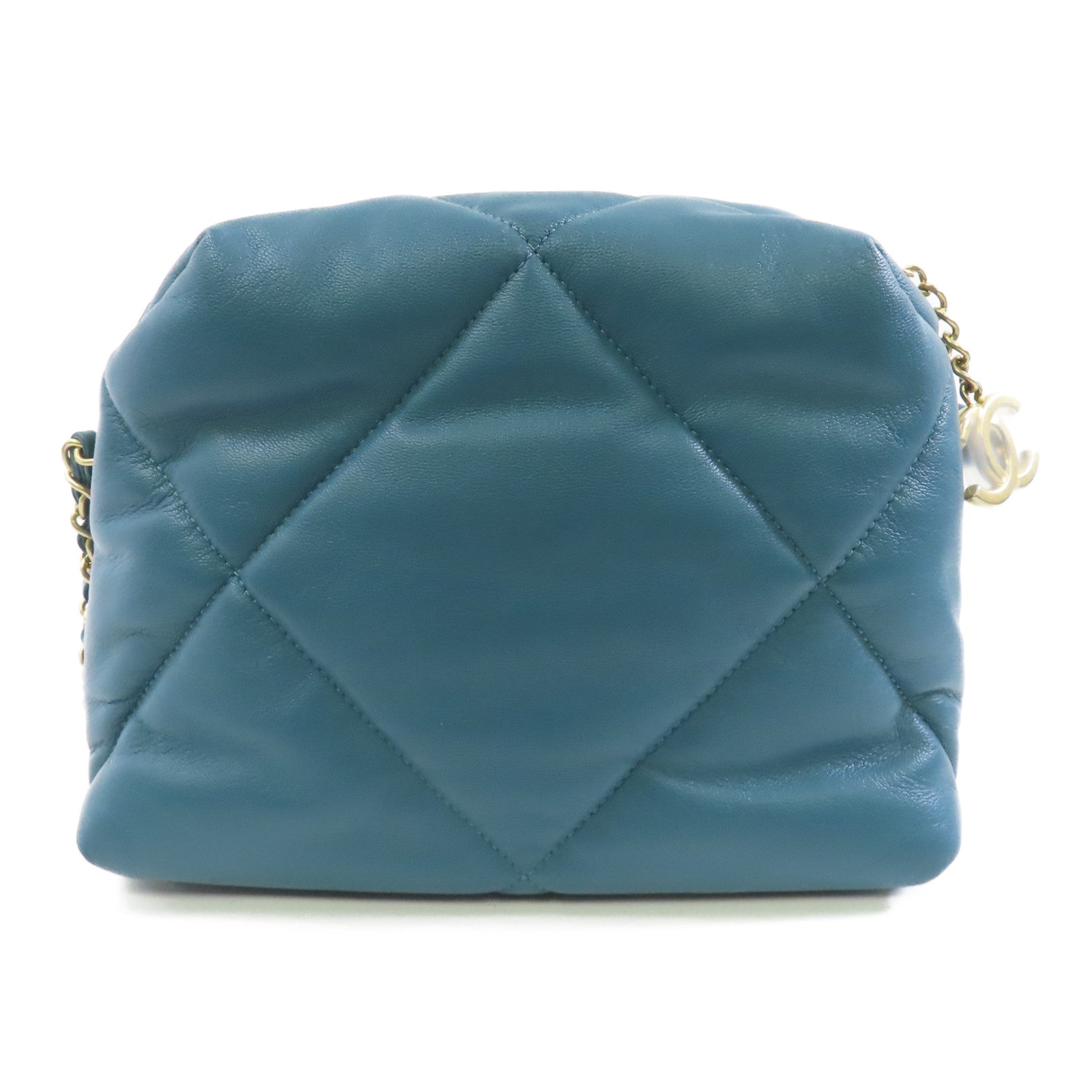 CHANEL 【激減優惠】菱格羊皮皮革Chain Shoulder金扣肩背袋綠色