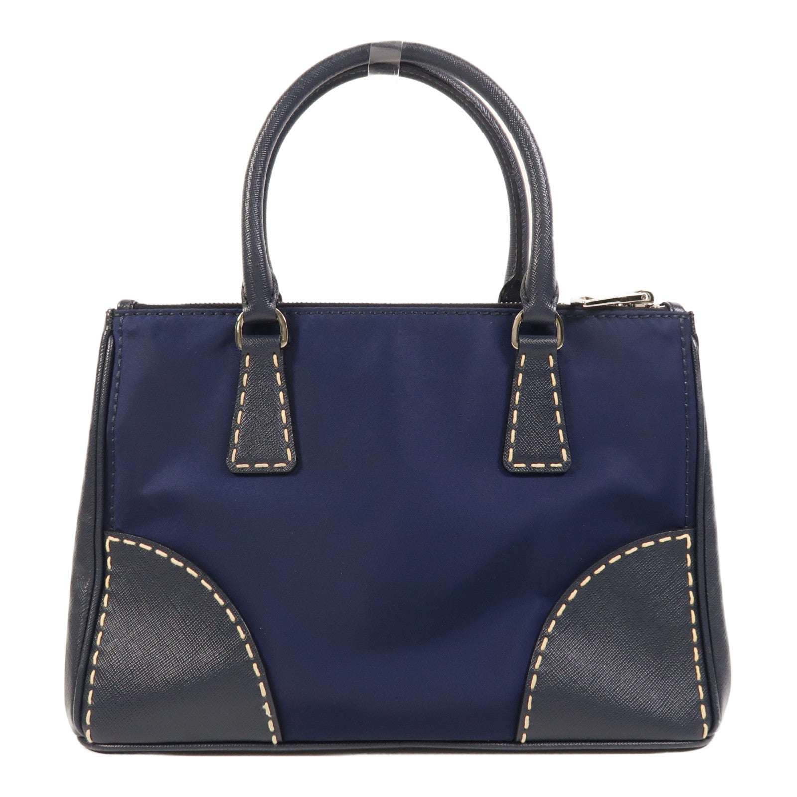 PRADA 尼龍/牛皮皮革2 Way Shoulder銀扣手挽肩背兩用袋