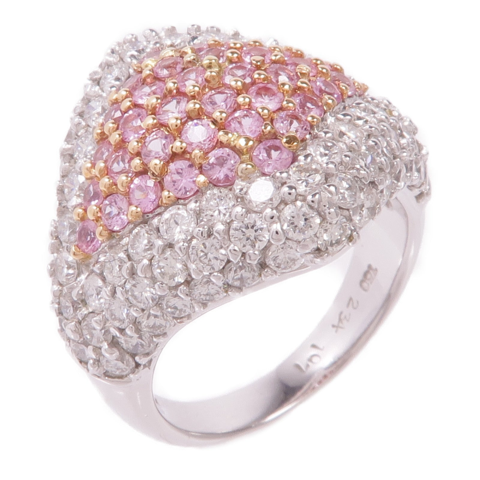 JEWELRY 18K白金/玫瑰金Pink Sapphire Diamond Ring粉紅色藍寶石/鑽石戒指US#6.25