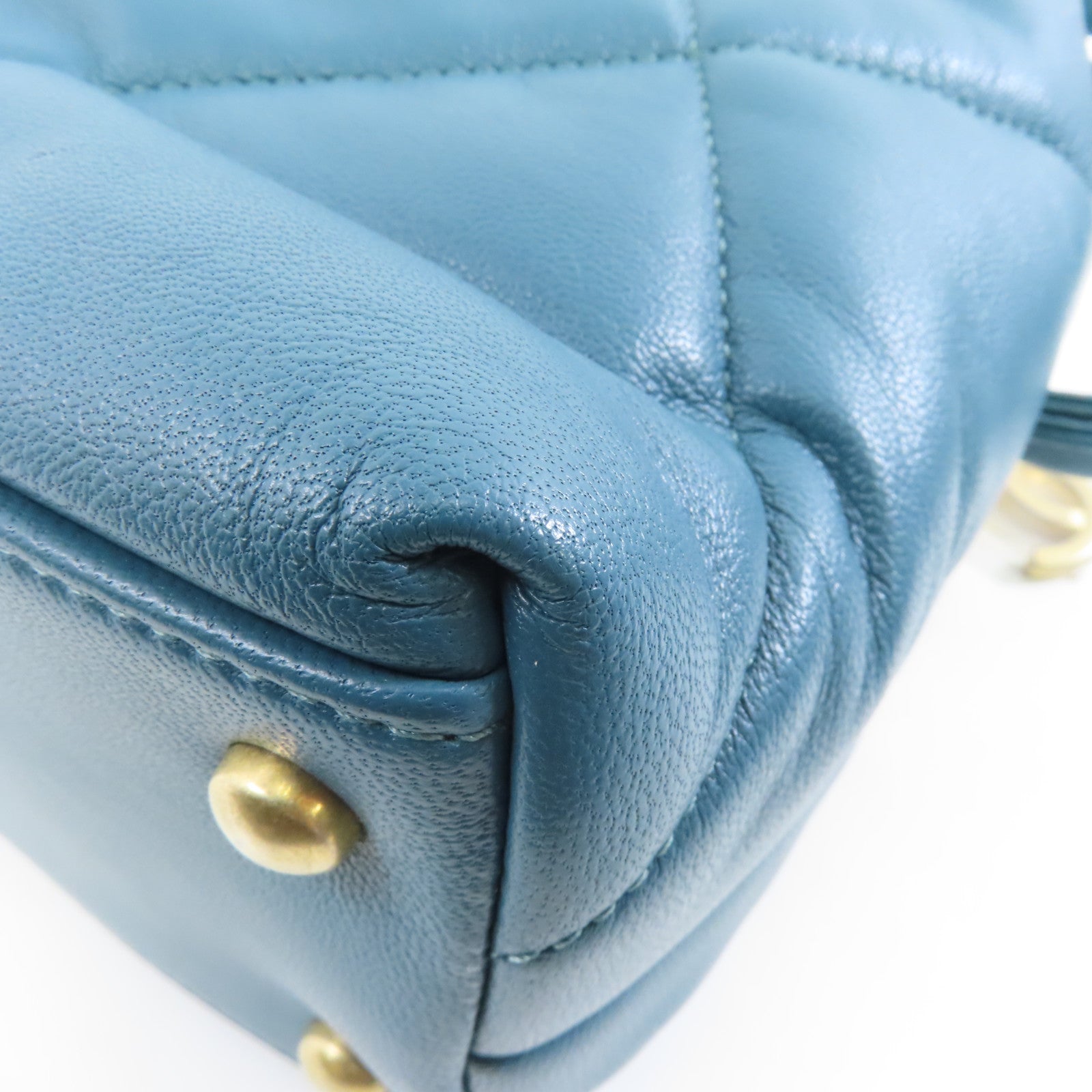 CHANEL 【激減優惠】菱格羊皮皮革Chain Shoulder金扣肩背袋綠色