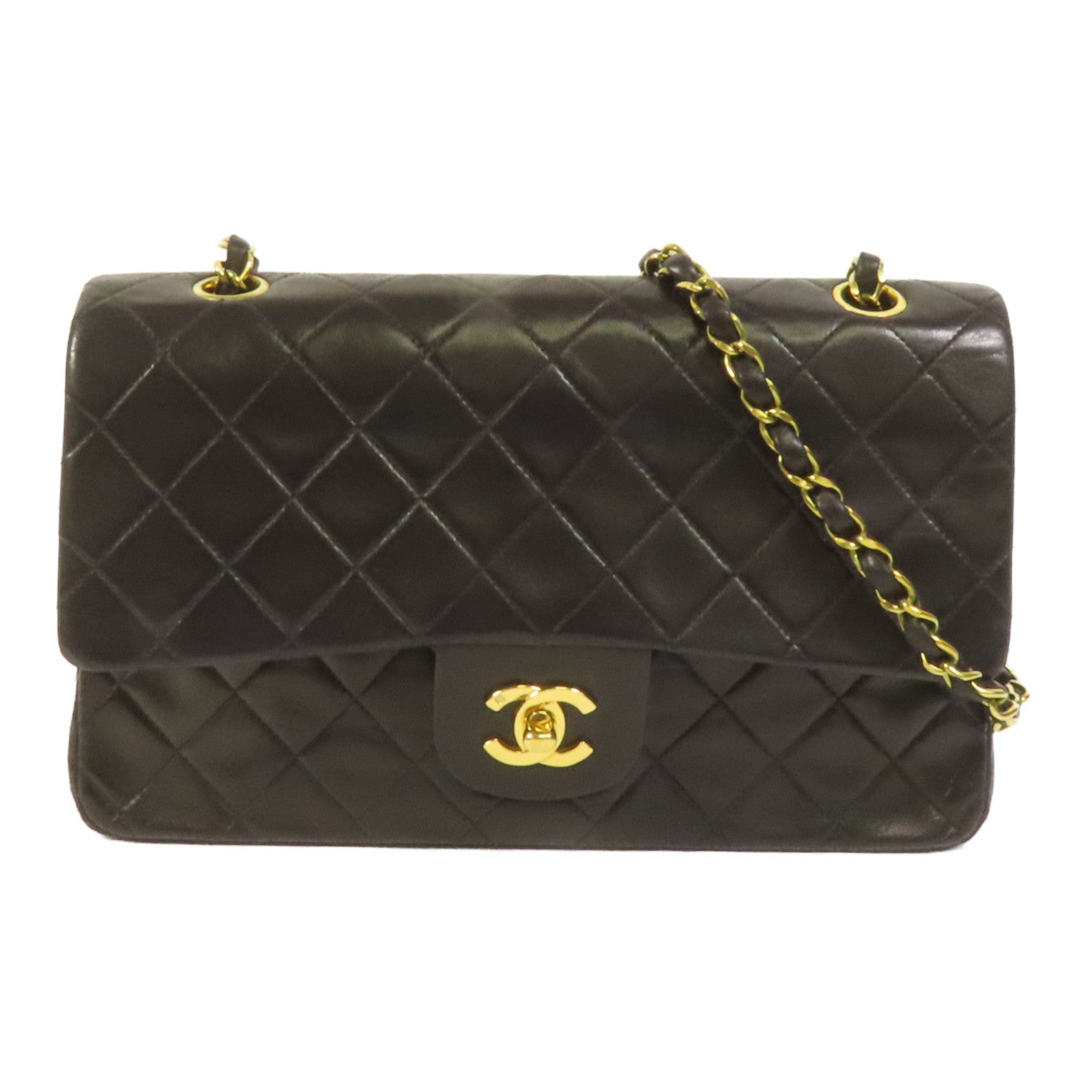 CHANEL 羊皮皮革Vintage Classic 25金扣鏈帶肩背袋