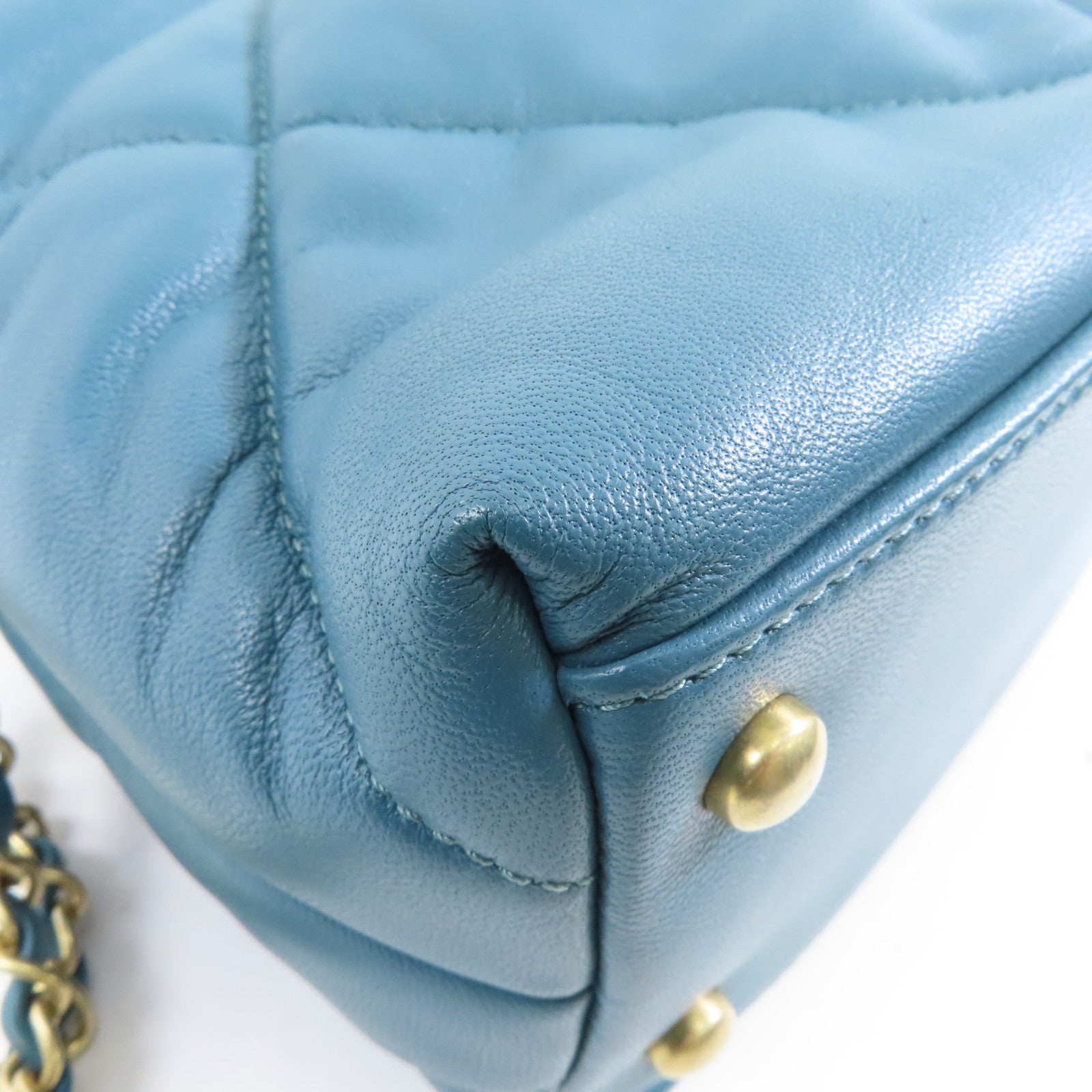 CHANEL 【激減優惠】菱格羊皮皮革Chain Shoulder金扣肩背袋綠色