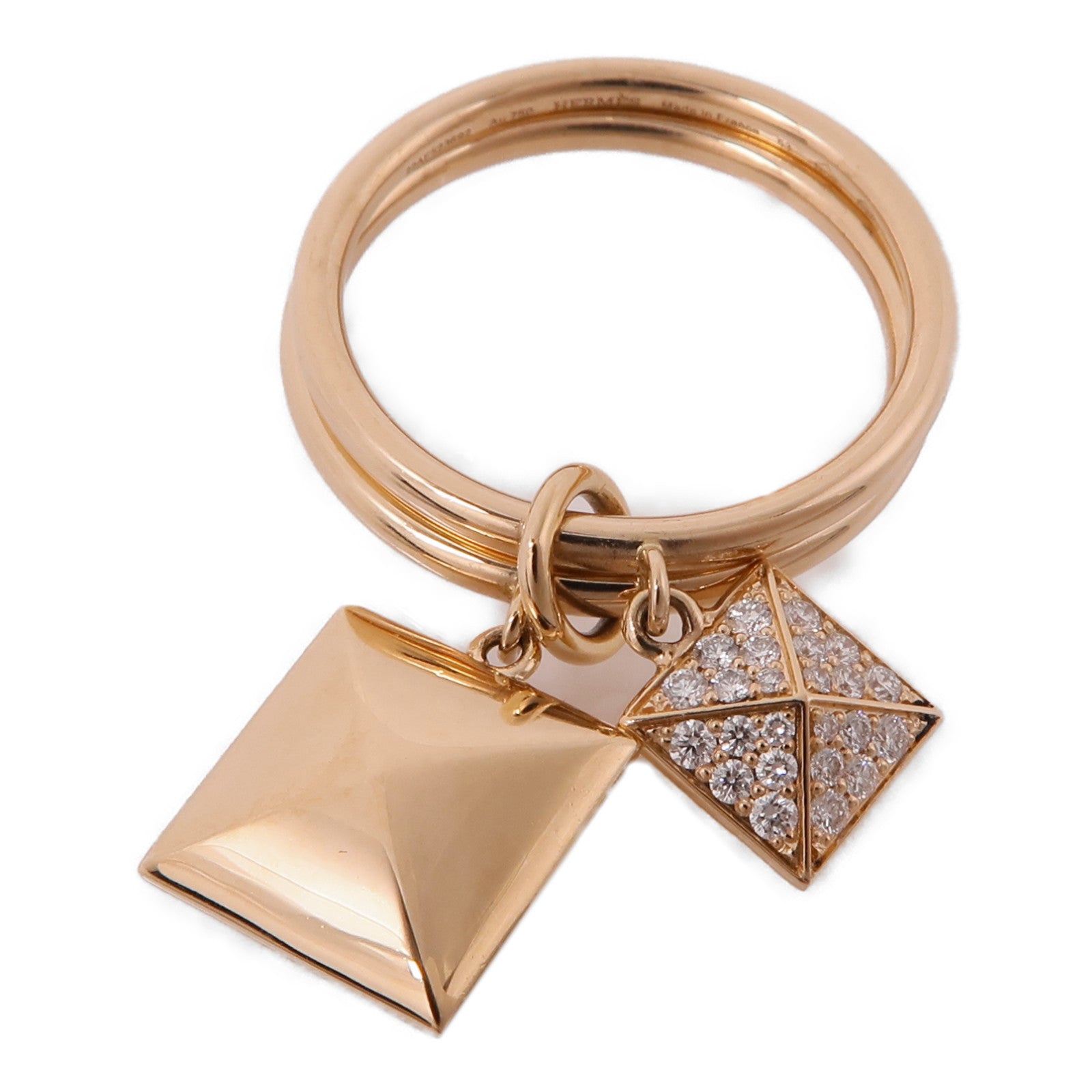 HERMES 【激減優惠】18K玫瑰金Clopud'H Ring戒指Hermes#53US#8.5