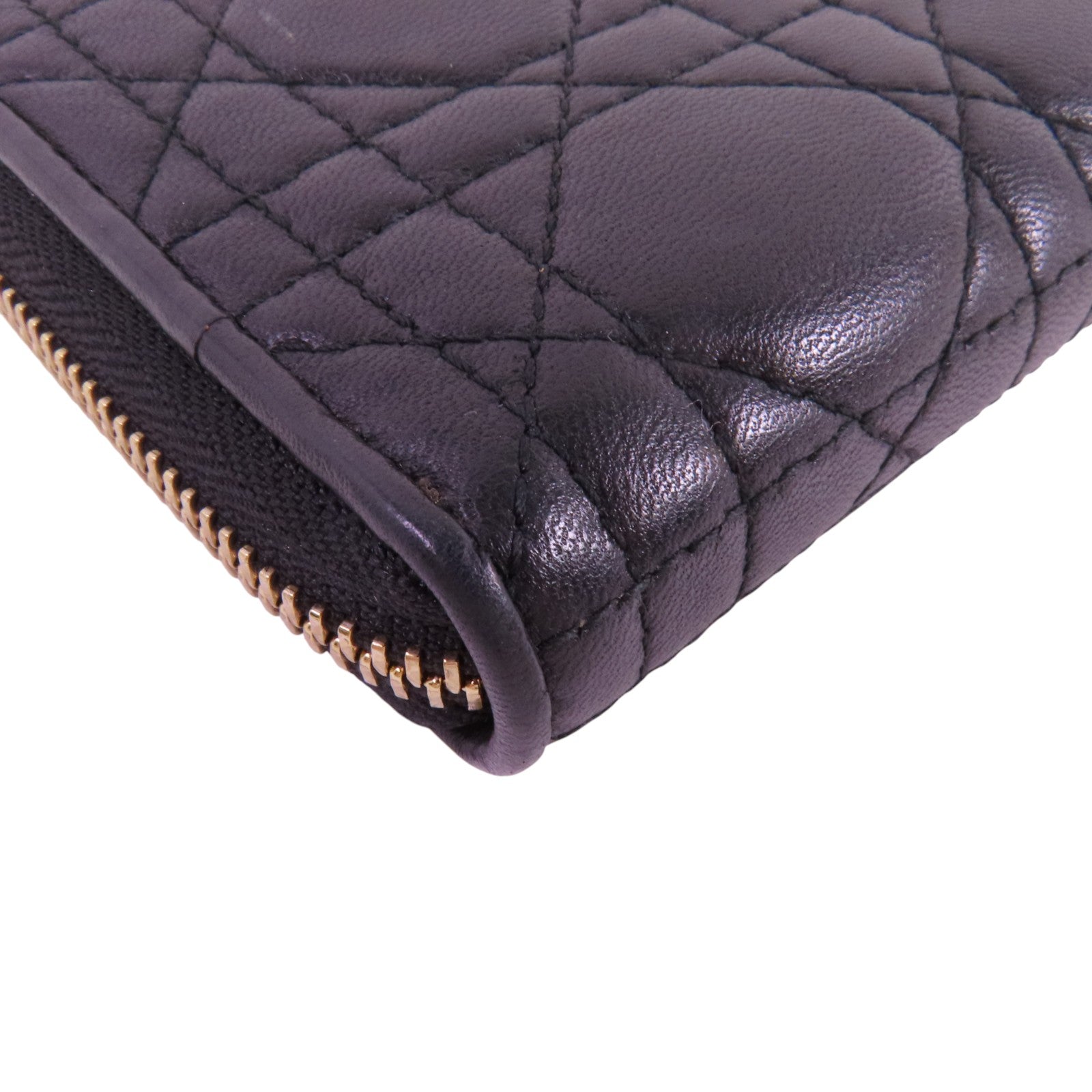 Dior 羊皮皮革Zipper Wallet金扣長錢包