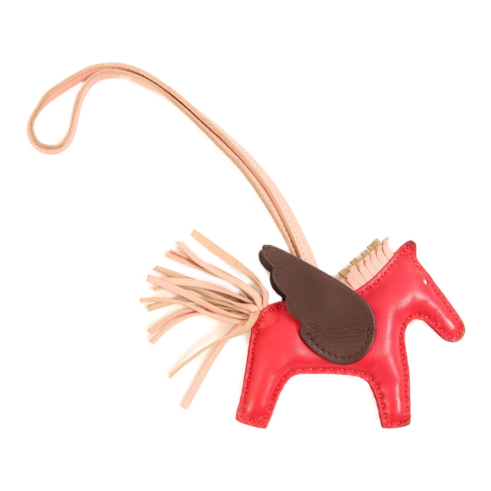 HERMES Rodeo Pegase PM Charm Agneau Milo Leather Framboise/Sakura/Brown