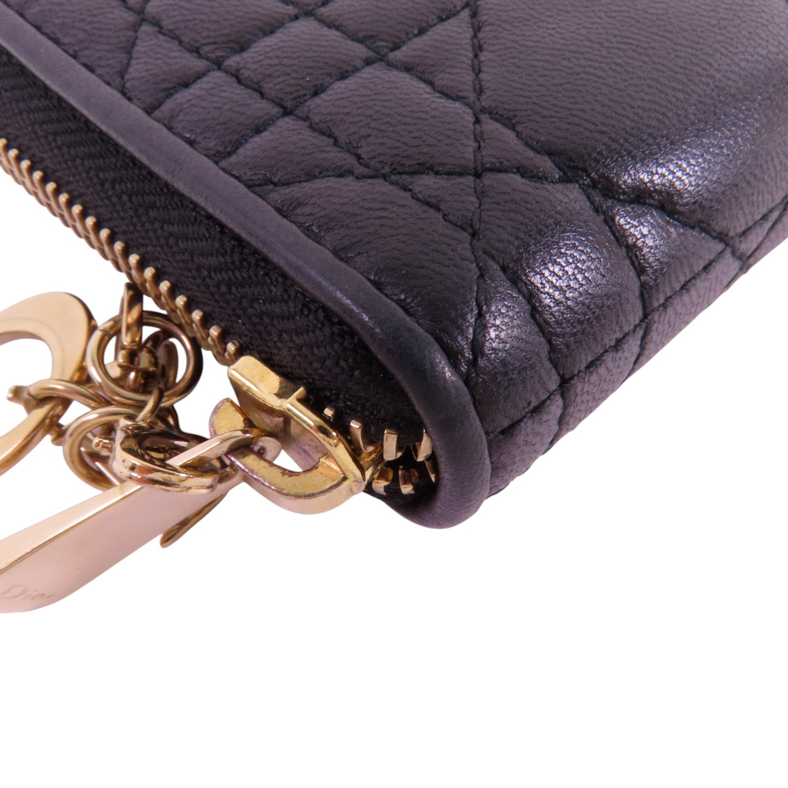 Dior 羊皮皮革Zipper Wallet金扣長錢包