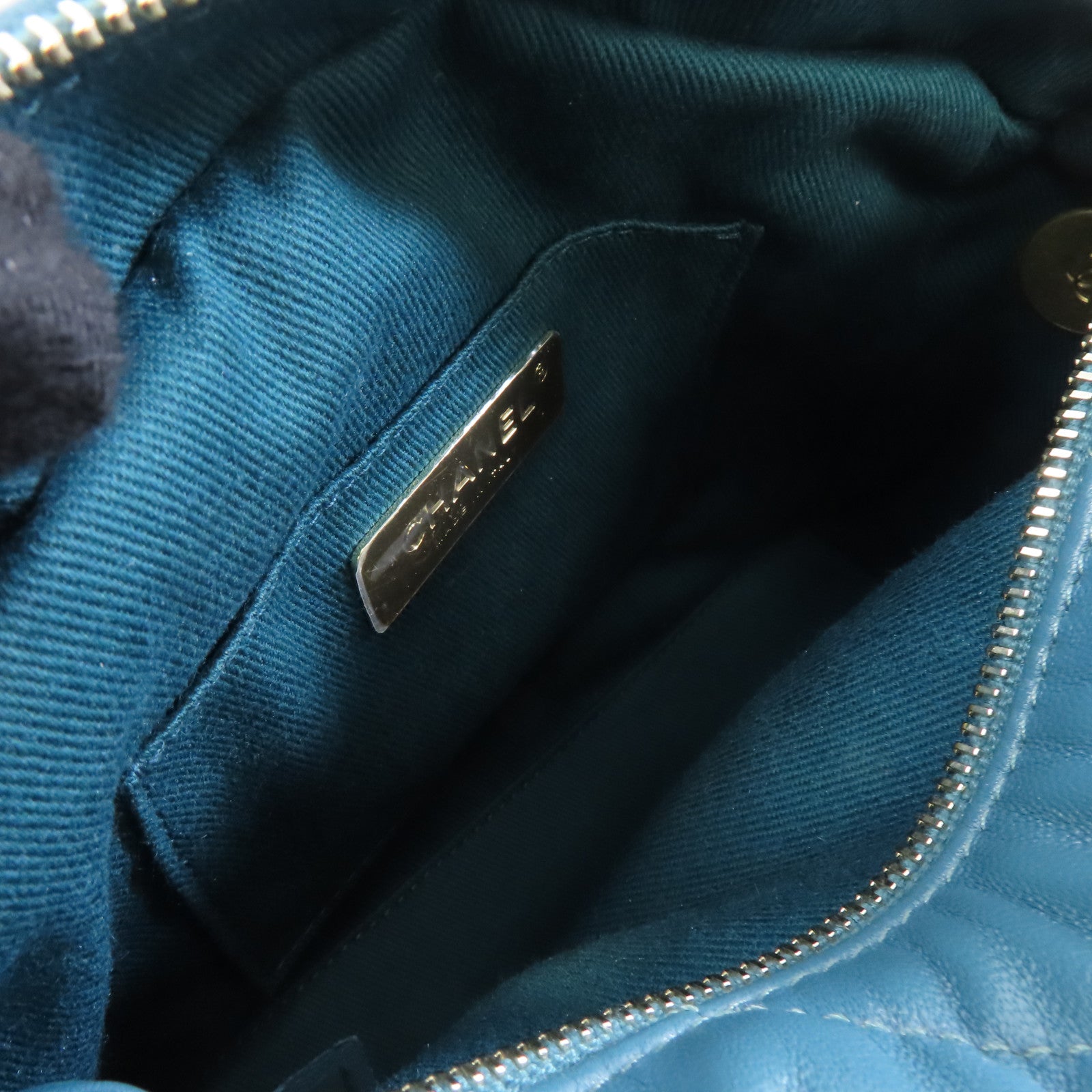 CHANEL 【激減優惠】菱格羊皮皮革Chain Shoulder金扣肩背袋綠色